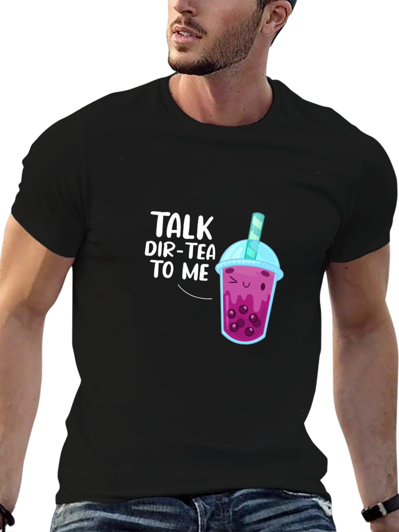 Black Talk Dir-Tea To Me Bubble Tea T-Shirt view 6