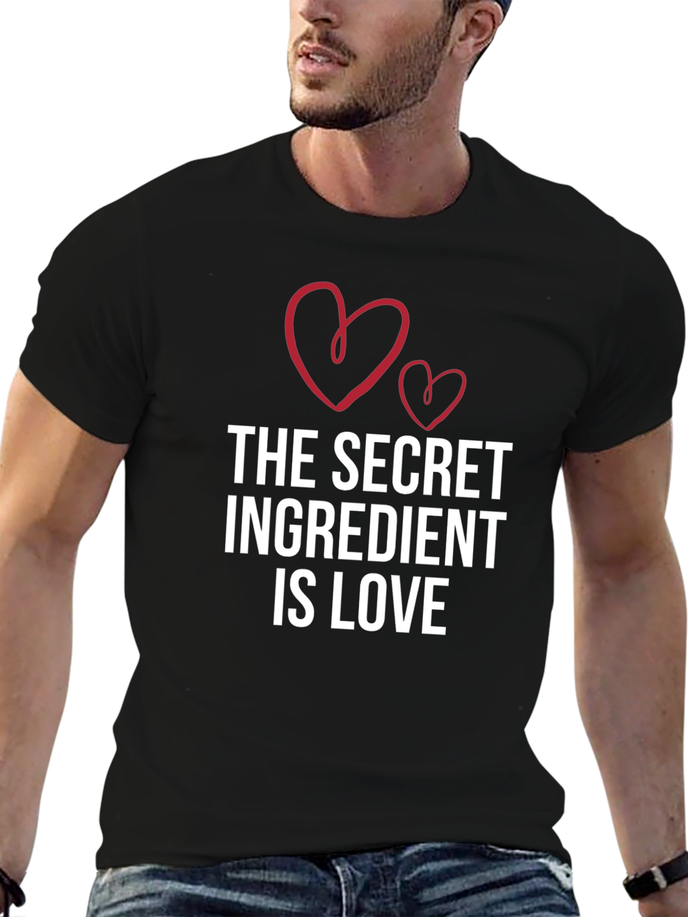 Black Secret Ingredient Love T-Shirt - Black Crew Neck Tee view 6