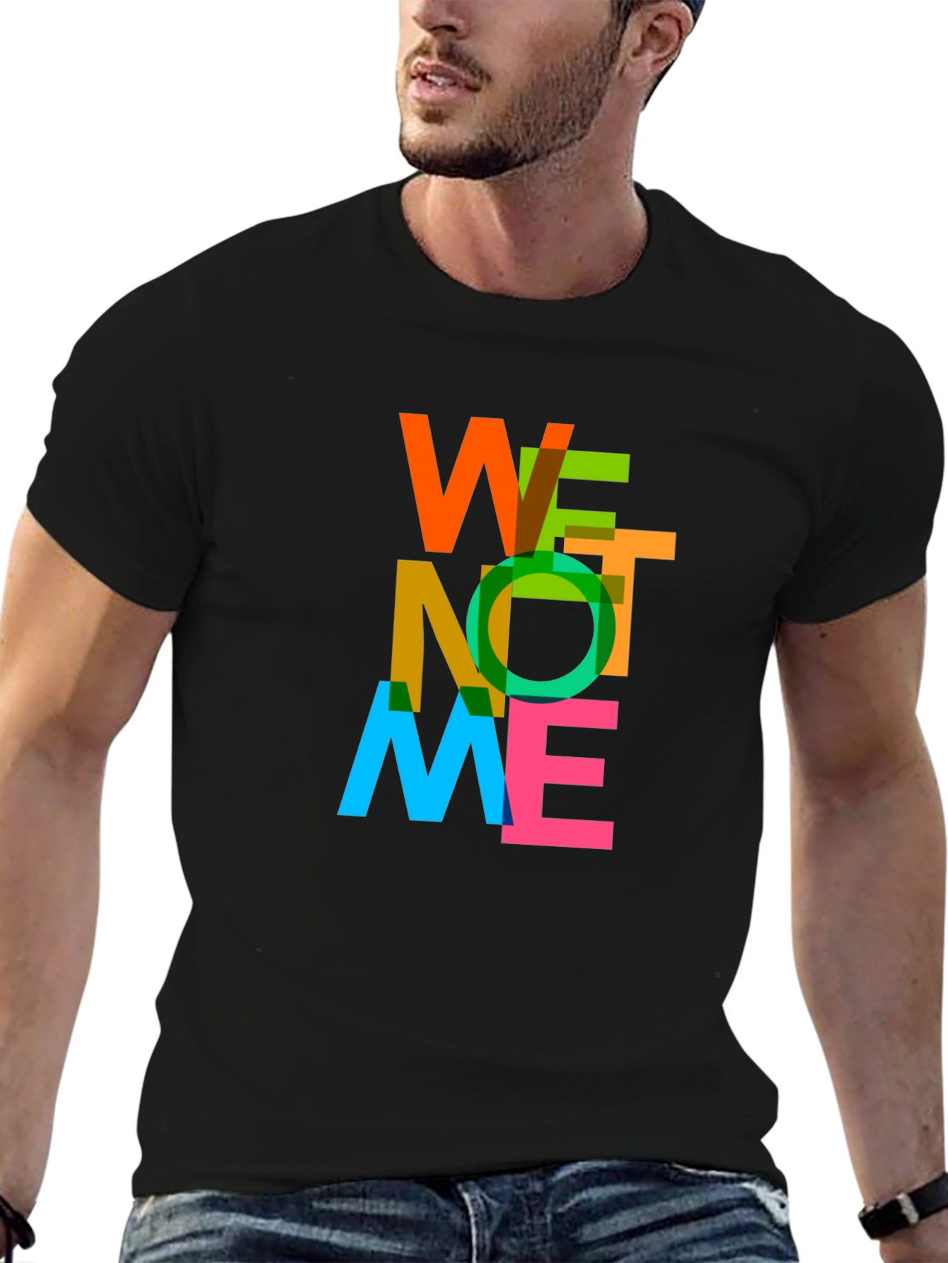 Black WE NOT ME Graphic T-Shirt - Black Crew Neck Tee view 6