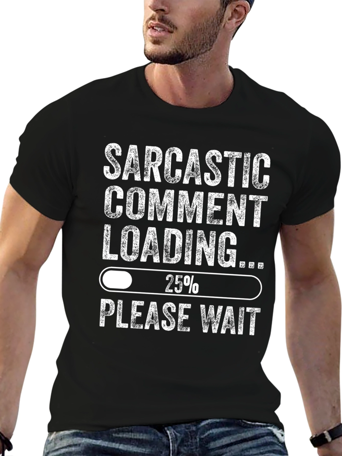 Black Sarcastic Comment Loading Funny T-Shirt view 6