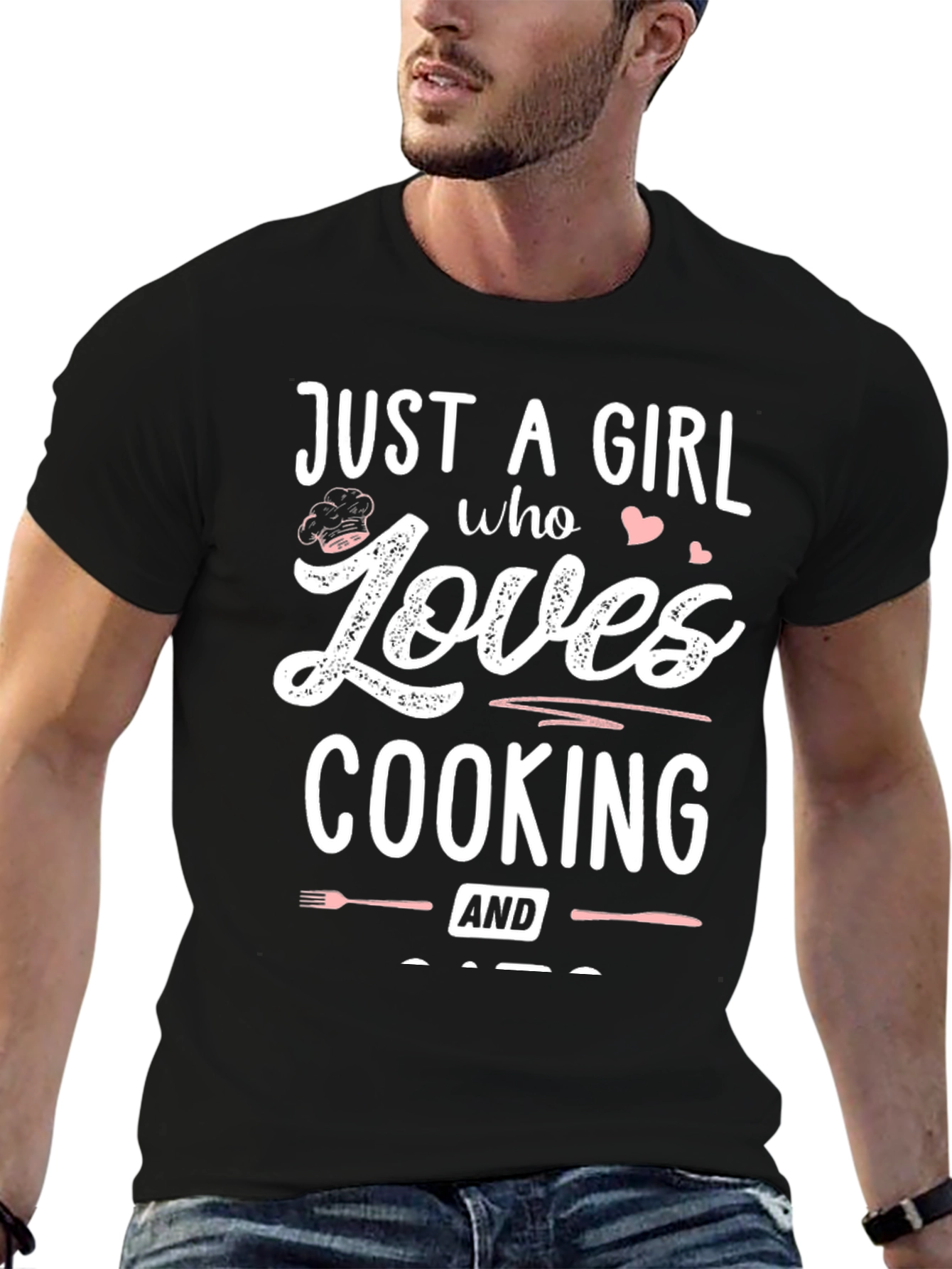 Black Just A Girl Who Loves Cooking Black T-Shirt view 6