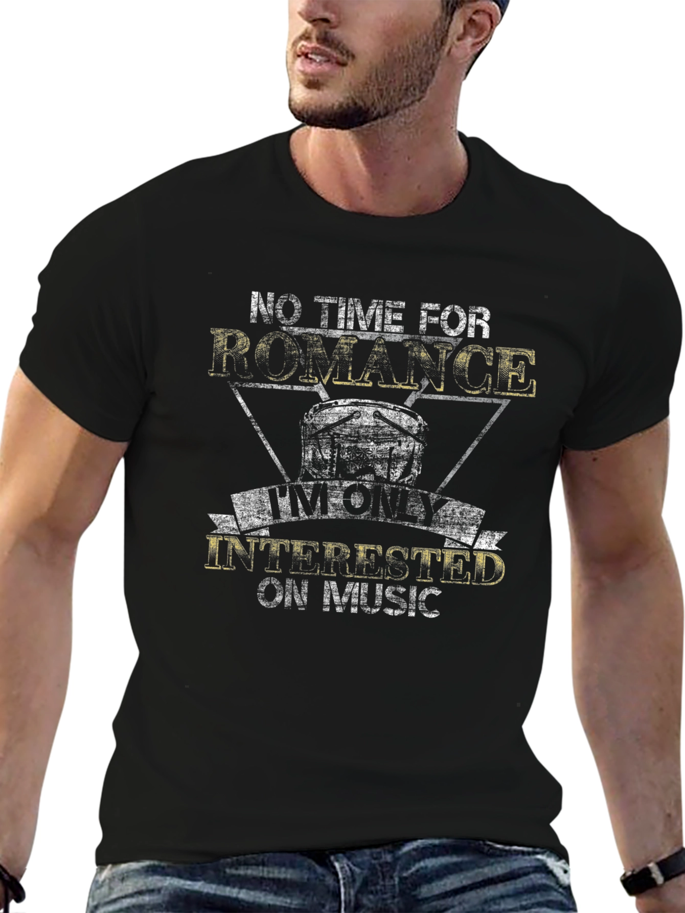 Black Music Lover Black T-Shirt - No Time for Romance view 6