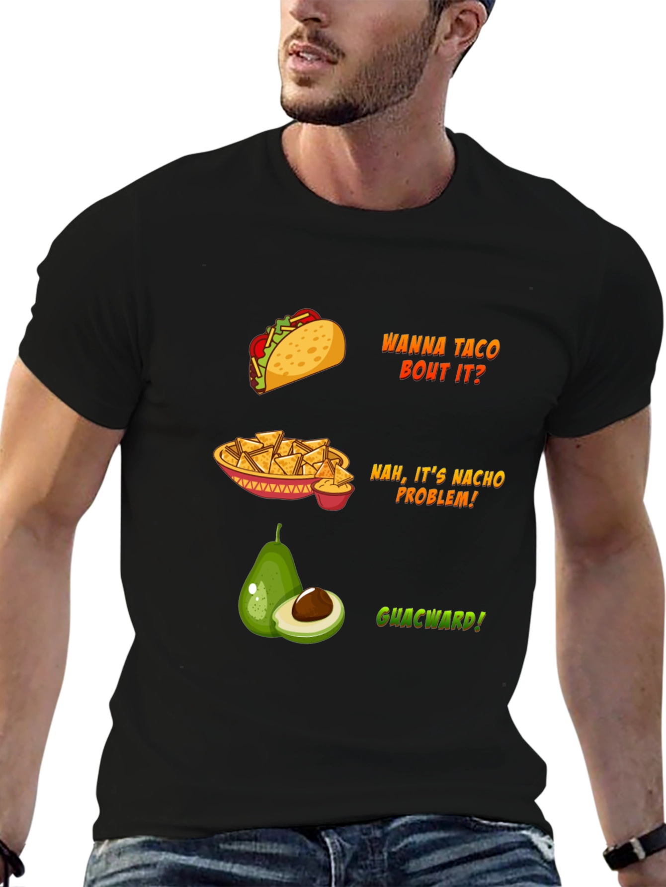 Black Funny Food Puns Black T-Shirt view 6