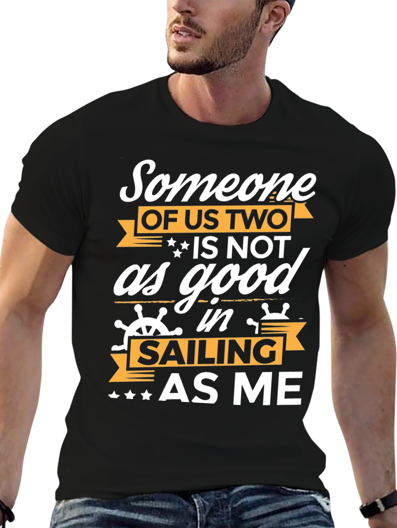 Black Funny Sailing T-Shirt - Someone Of Us Two view 6