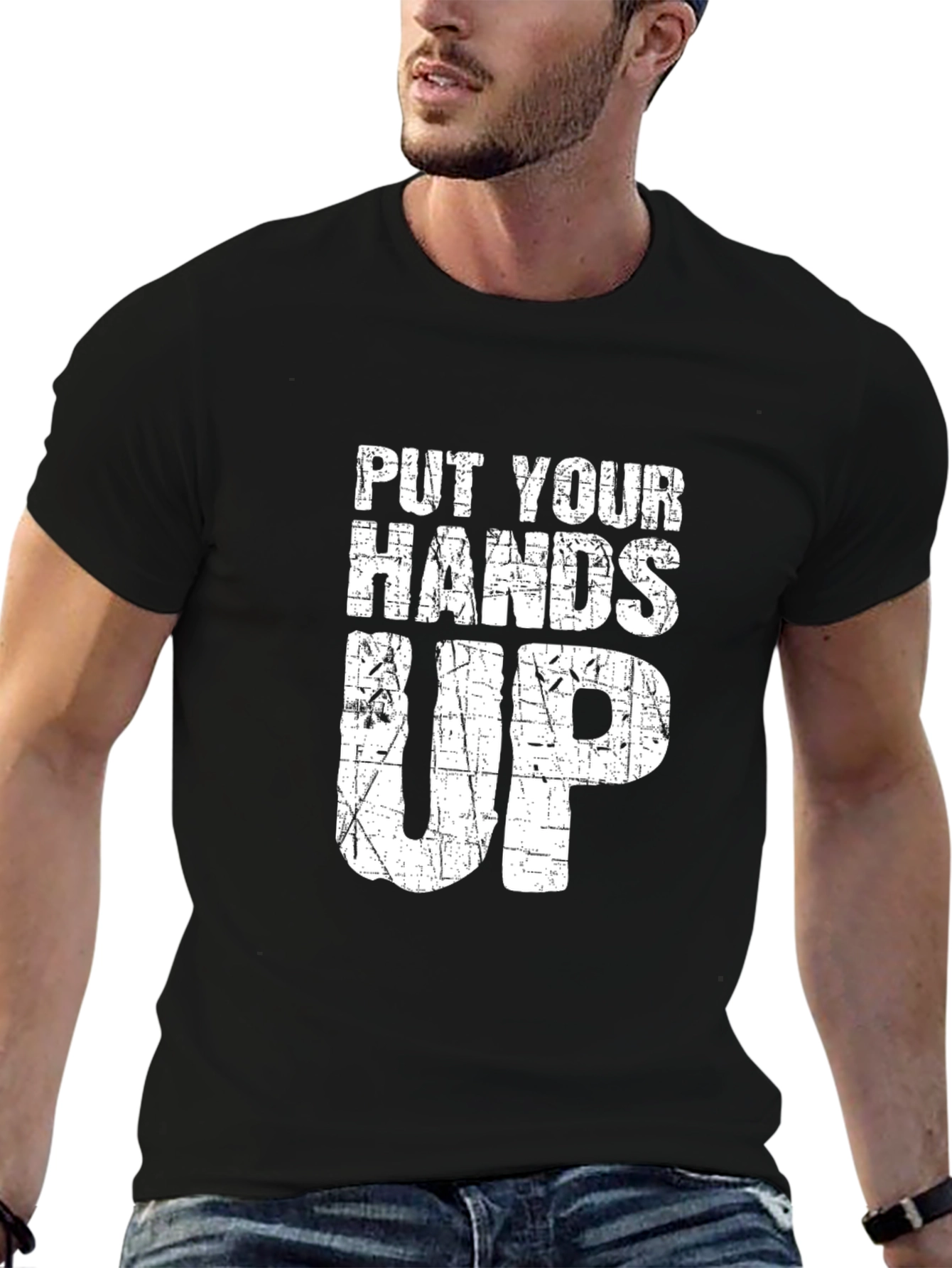 Black Put Your Hands Up Graphic Tee view 6