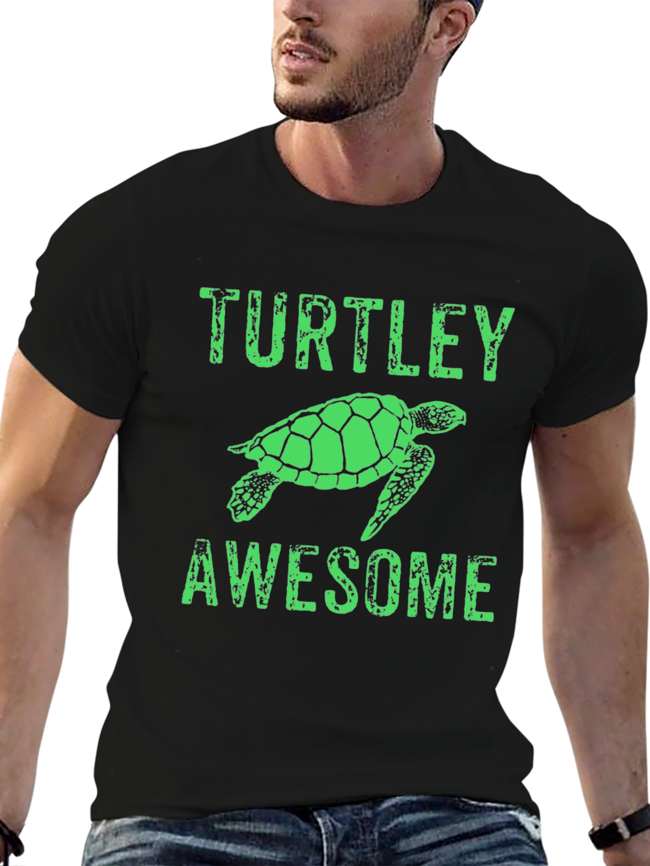 Black Turtley Awesome Graphic Tee - Black Cotton Blend view 6