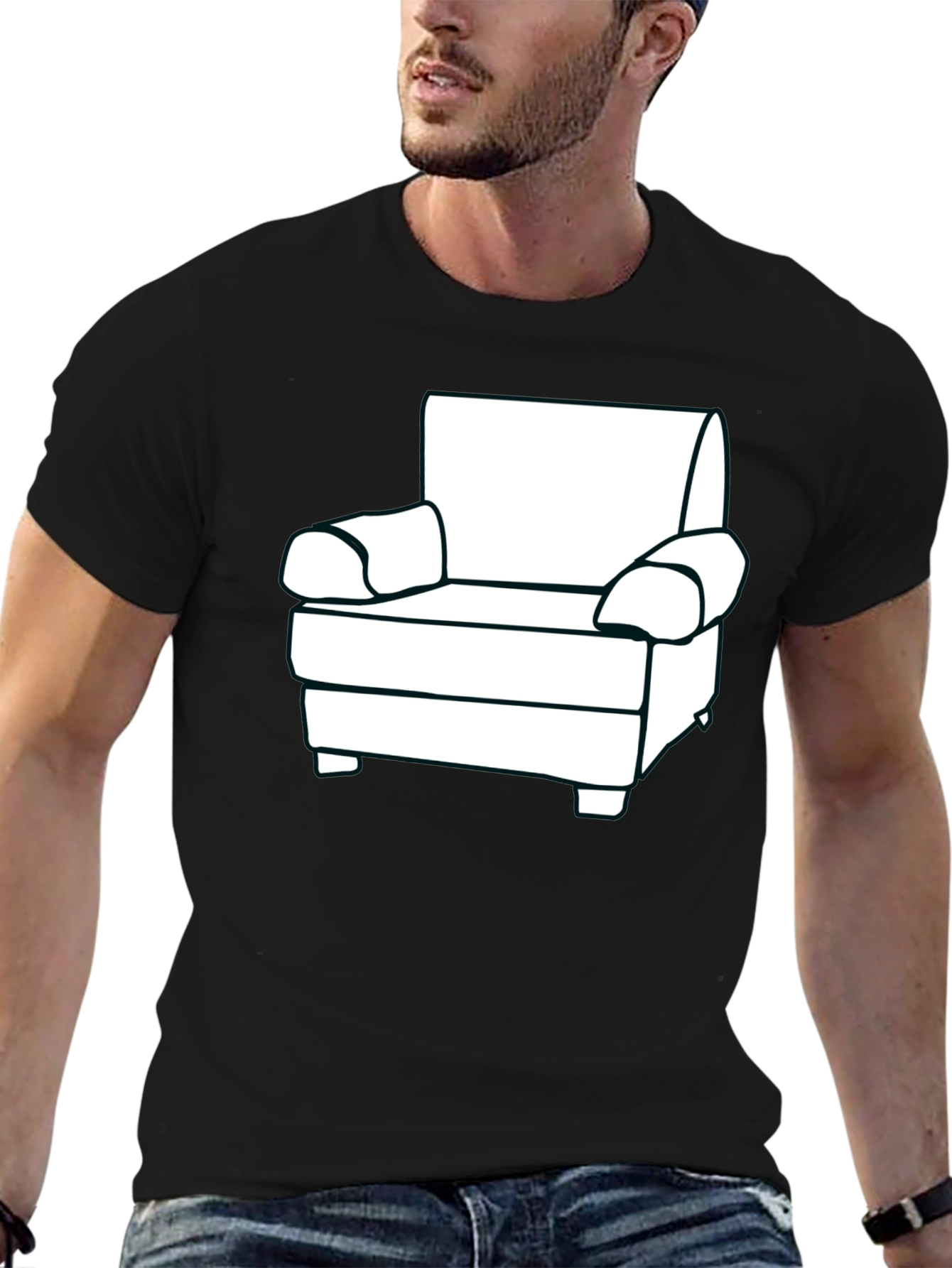 Black White Couch Graphic T-Shirt - Comfort & Style view 6