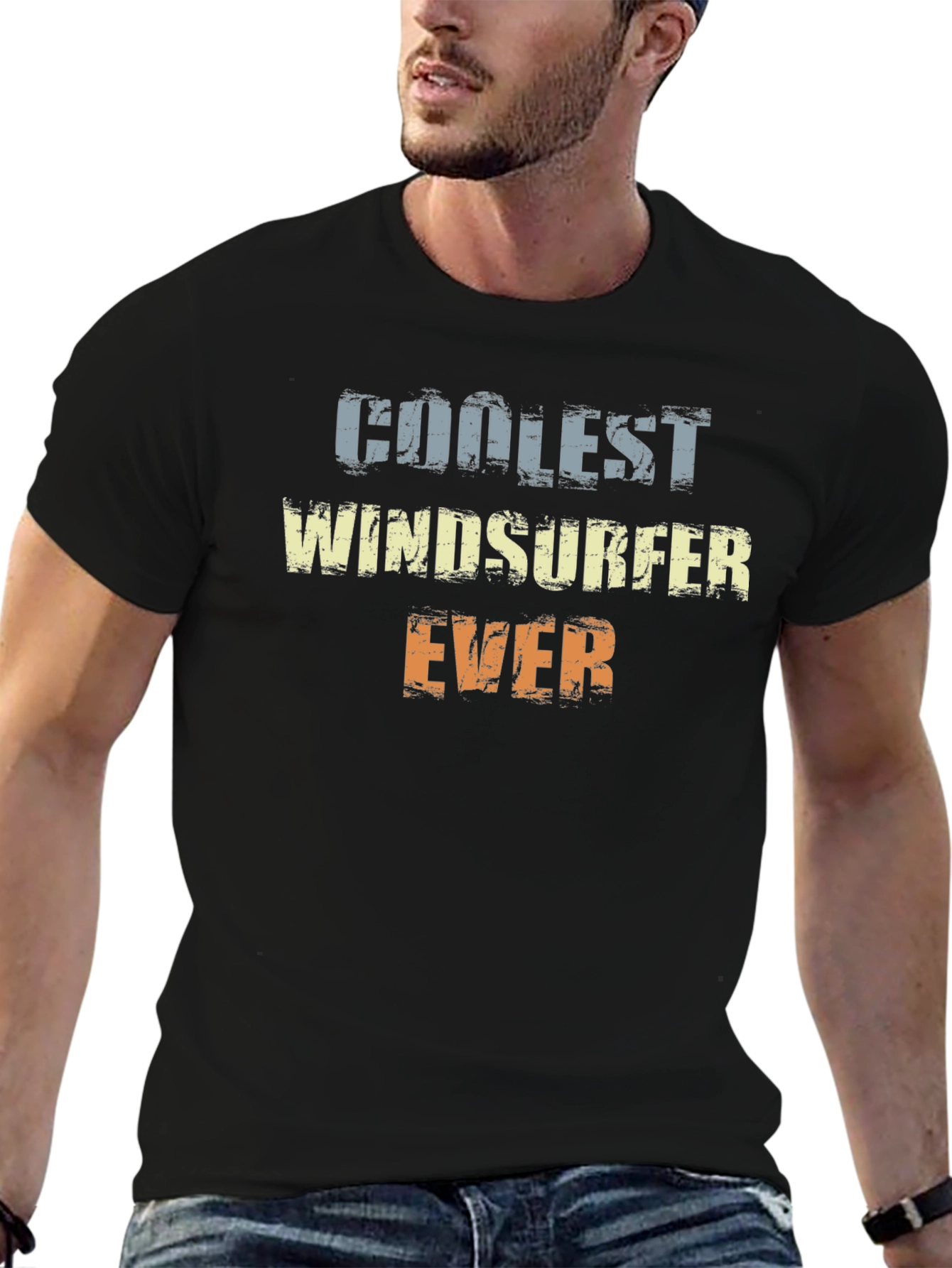 Black Coolest Windsurfer Ever T-Shirt view 6