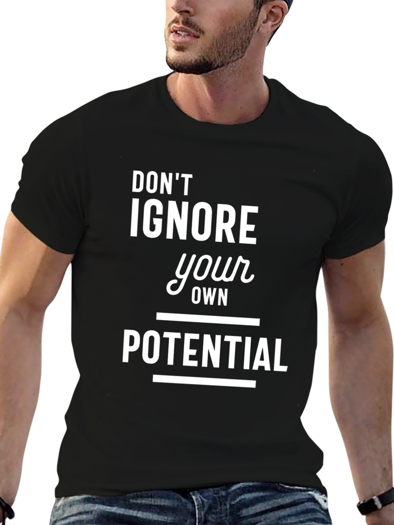 Black Motivational T-Shirt: Don't Ignore Your Potential view 6
