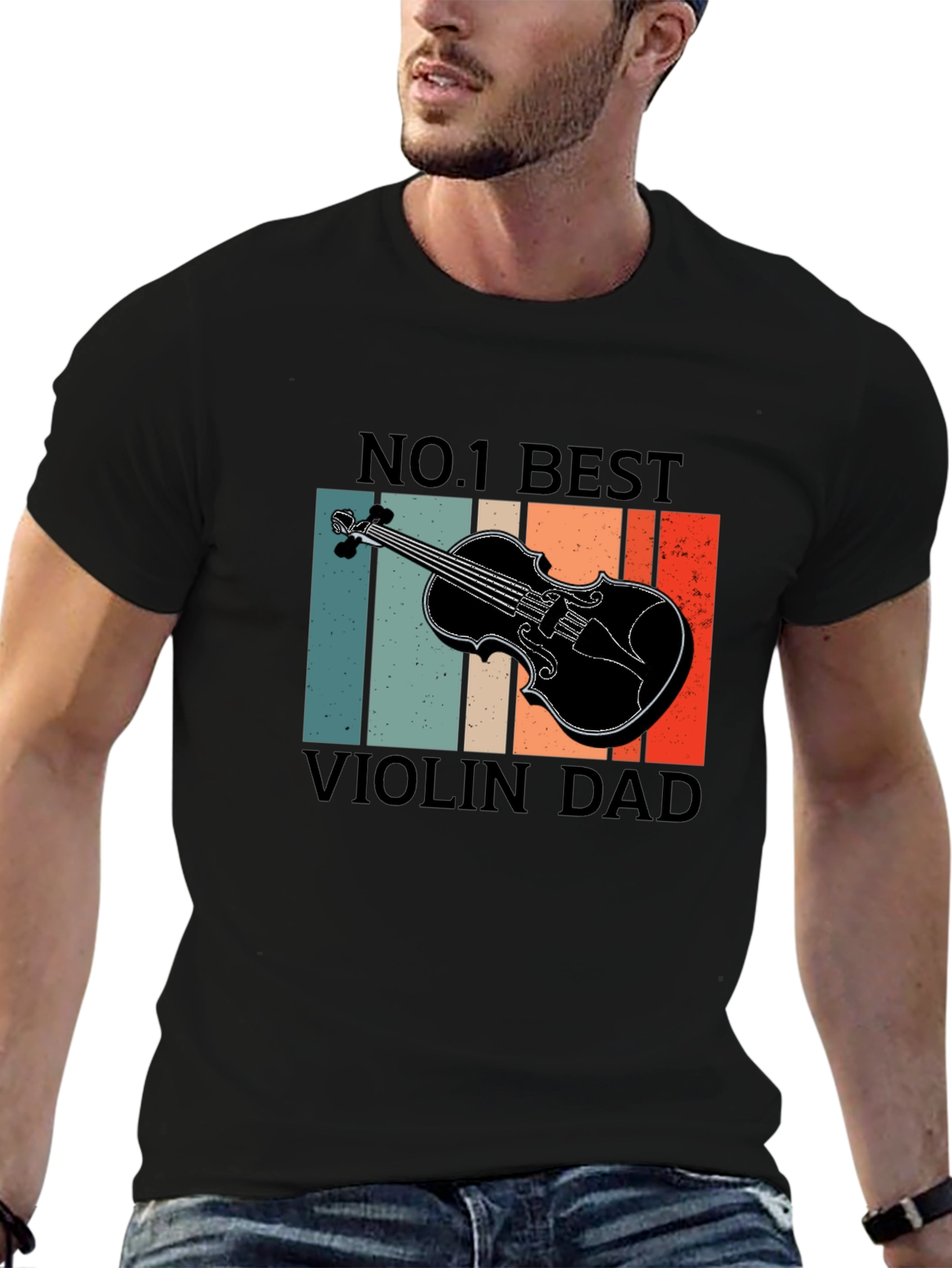 Black No. 1 Best Violin Dad T-Shirt - Music Lover Gift view 6