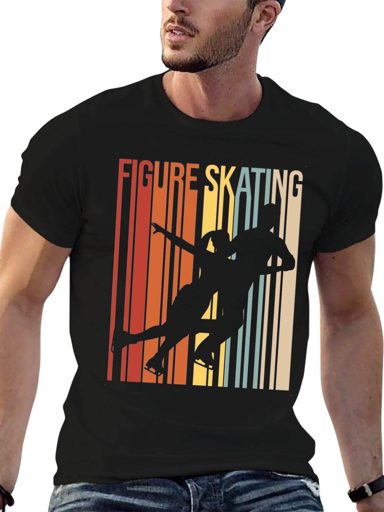Black Figure Skating Retro T-Shirt view 6
