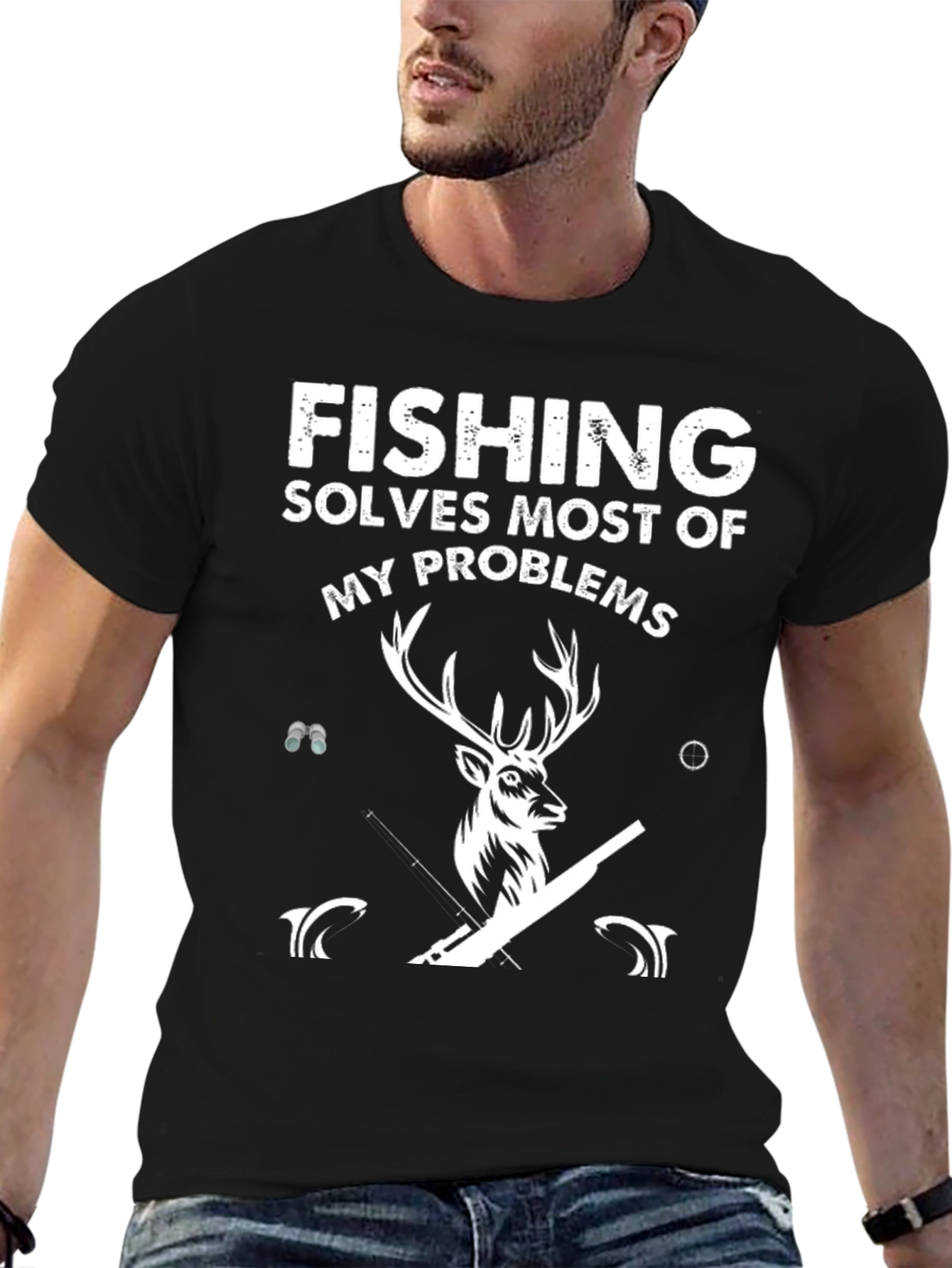Black Fishing Solves Most Problems T-Shirt view 6
