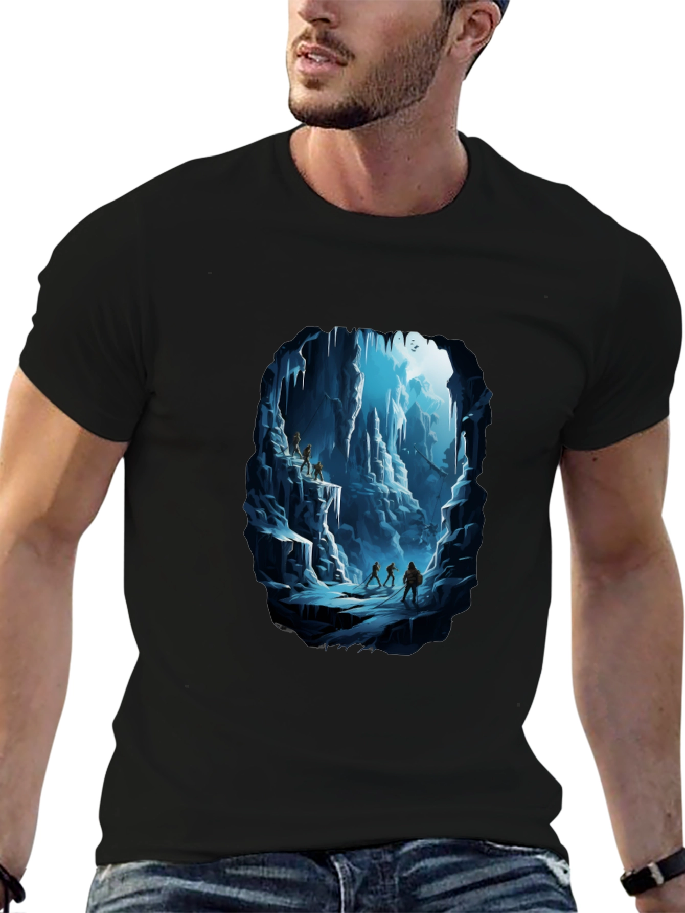 Black Icy Cave Graphic Black T-Shirt view 6