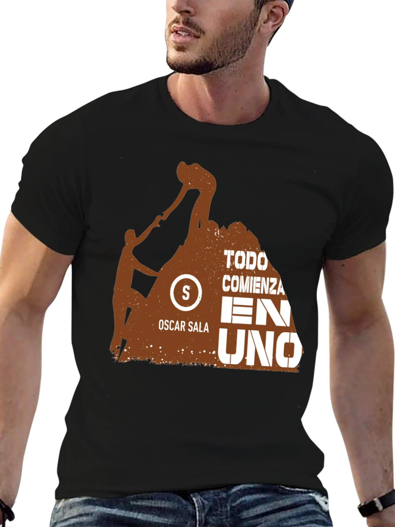 Black Motivation Black T-Shirt - Oscar Sala Design view 6