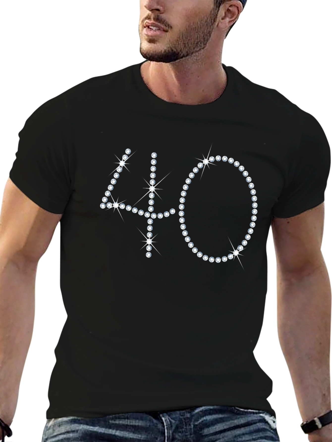 Sparkling 40th Birthday Black T-Shirt - 6