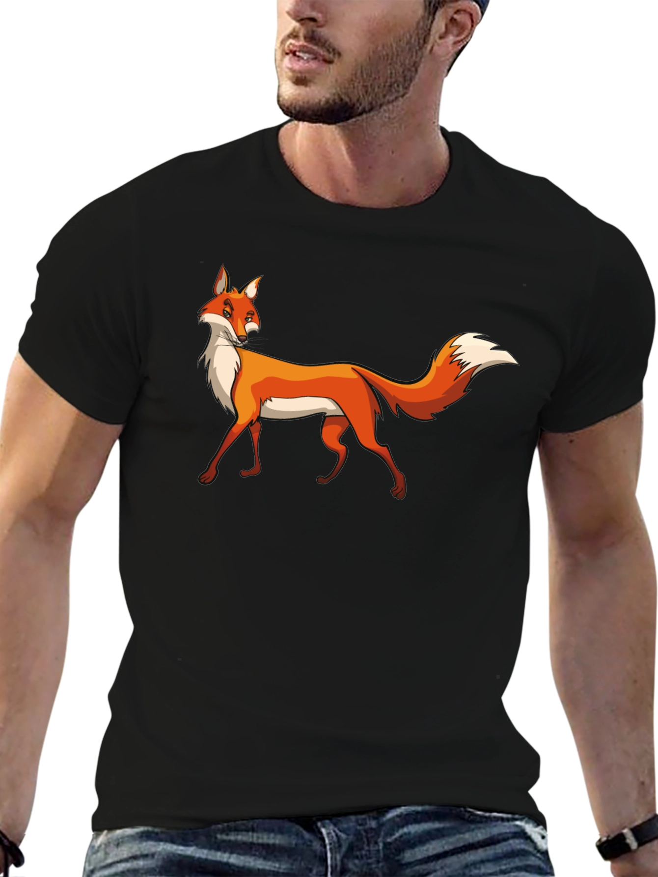 Black Fox Graphic Black T-Shirt, Premium Cotton Tee view 6