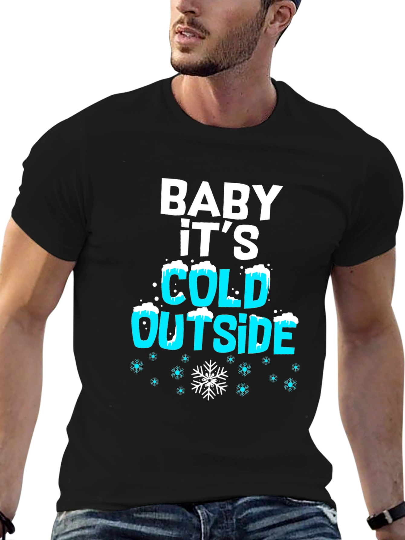 Black Baby It's Cold Outside Holiday T-Shirt view 6