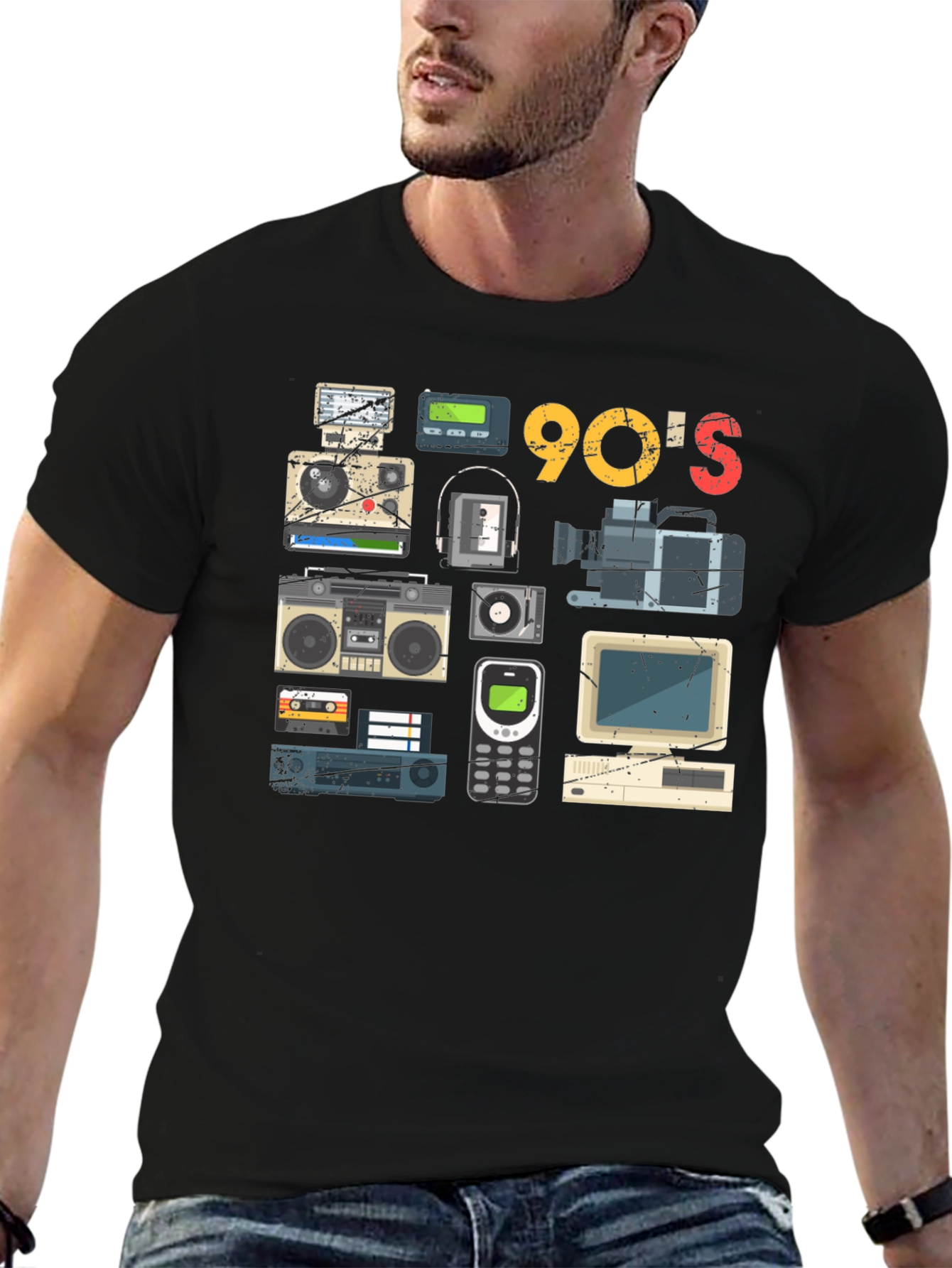 Black 90's Throwback Graphic Tee view 6