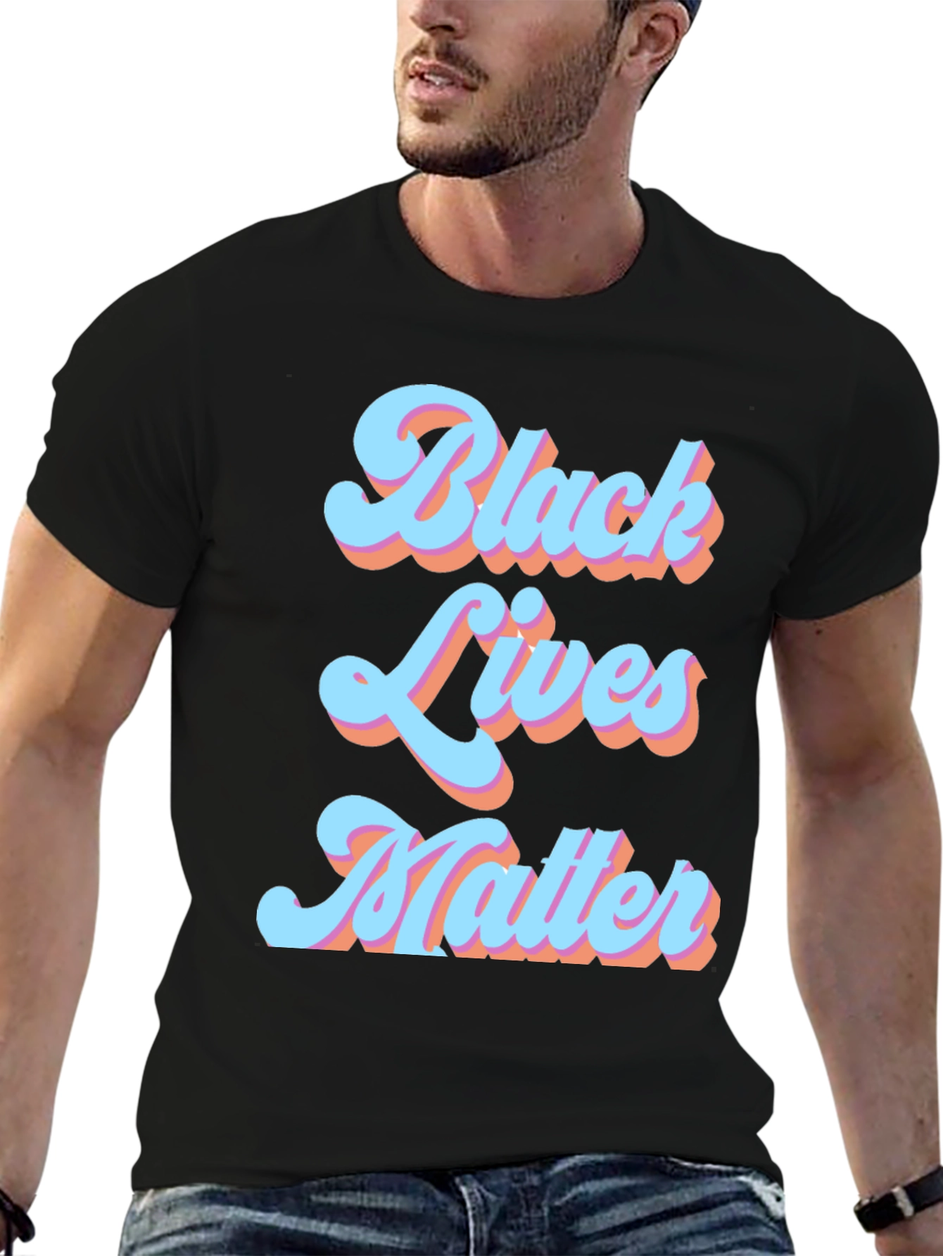 Black Black Lives Matter Graphic Tee - Retro Design view 6