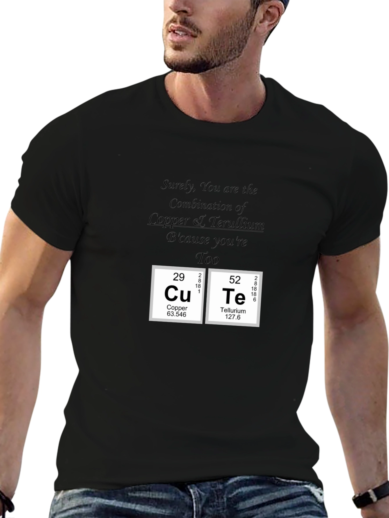 Black Cute Copper Tellurium Periodic Table T-Shirt view 6
