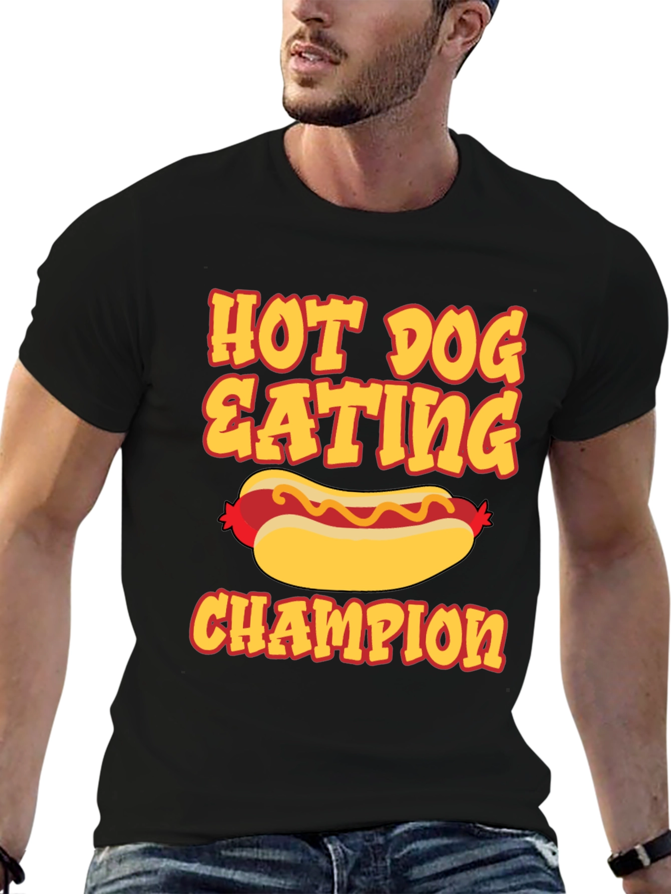 Black Hot Dog Eating Champion Graphic Tee view 6
