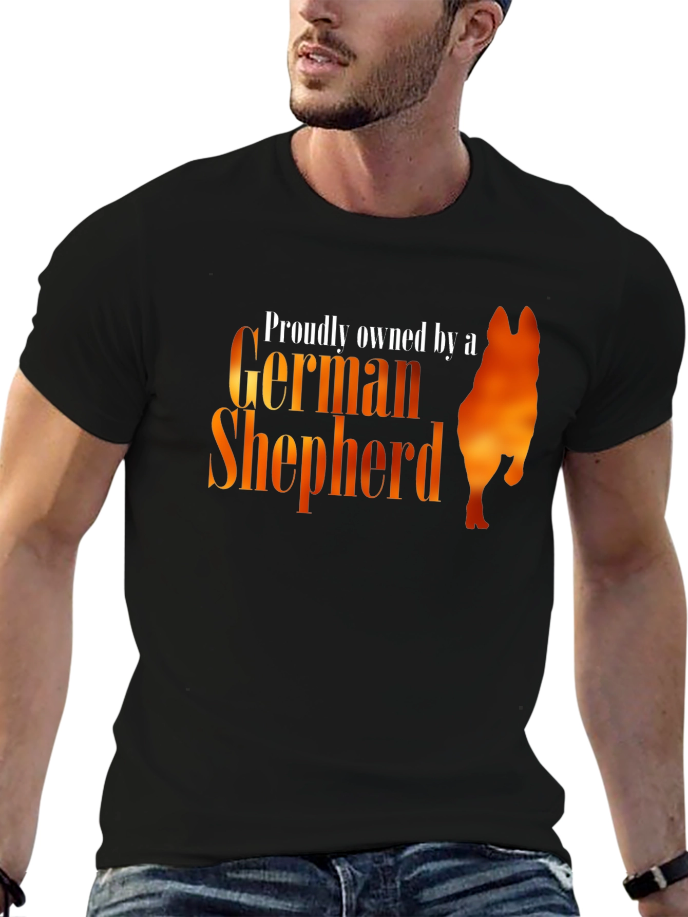 Black Proudly Owned by a German Shepherd T-Shirt view 6