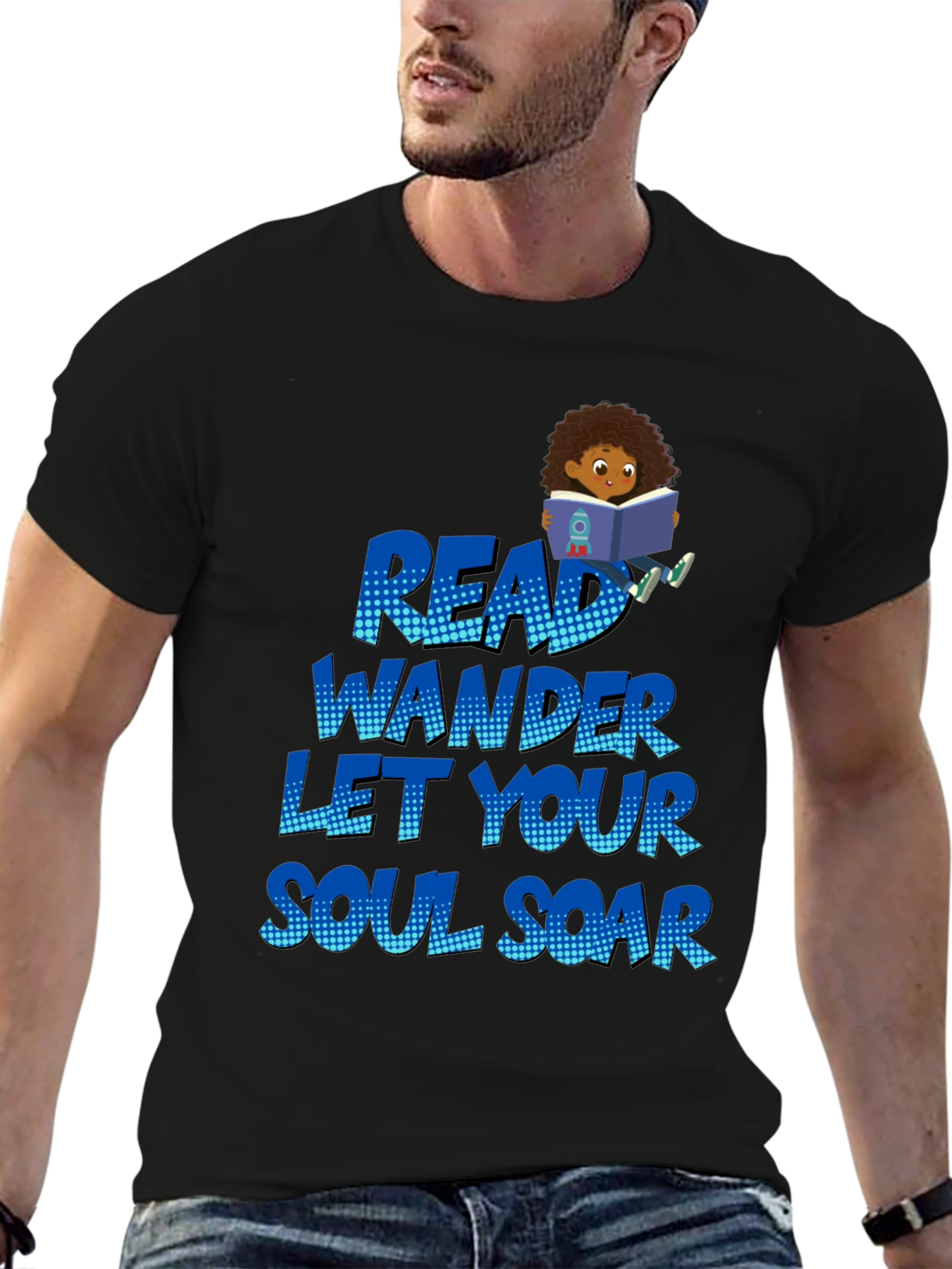 Black Read Wander Soul Soar Black T-Shirt view 6