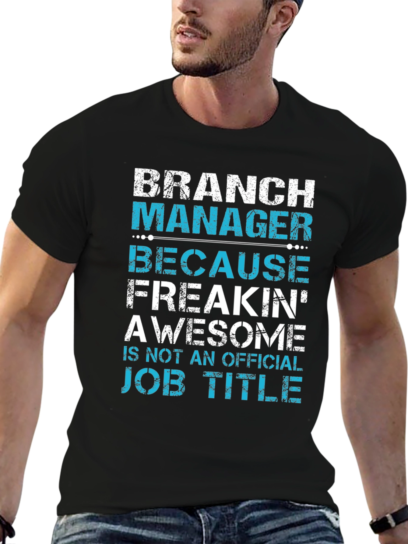 Black Branch Manager Funny Job Title T-Shirt view 6