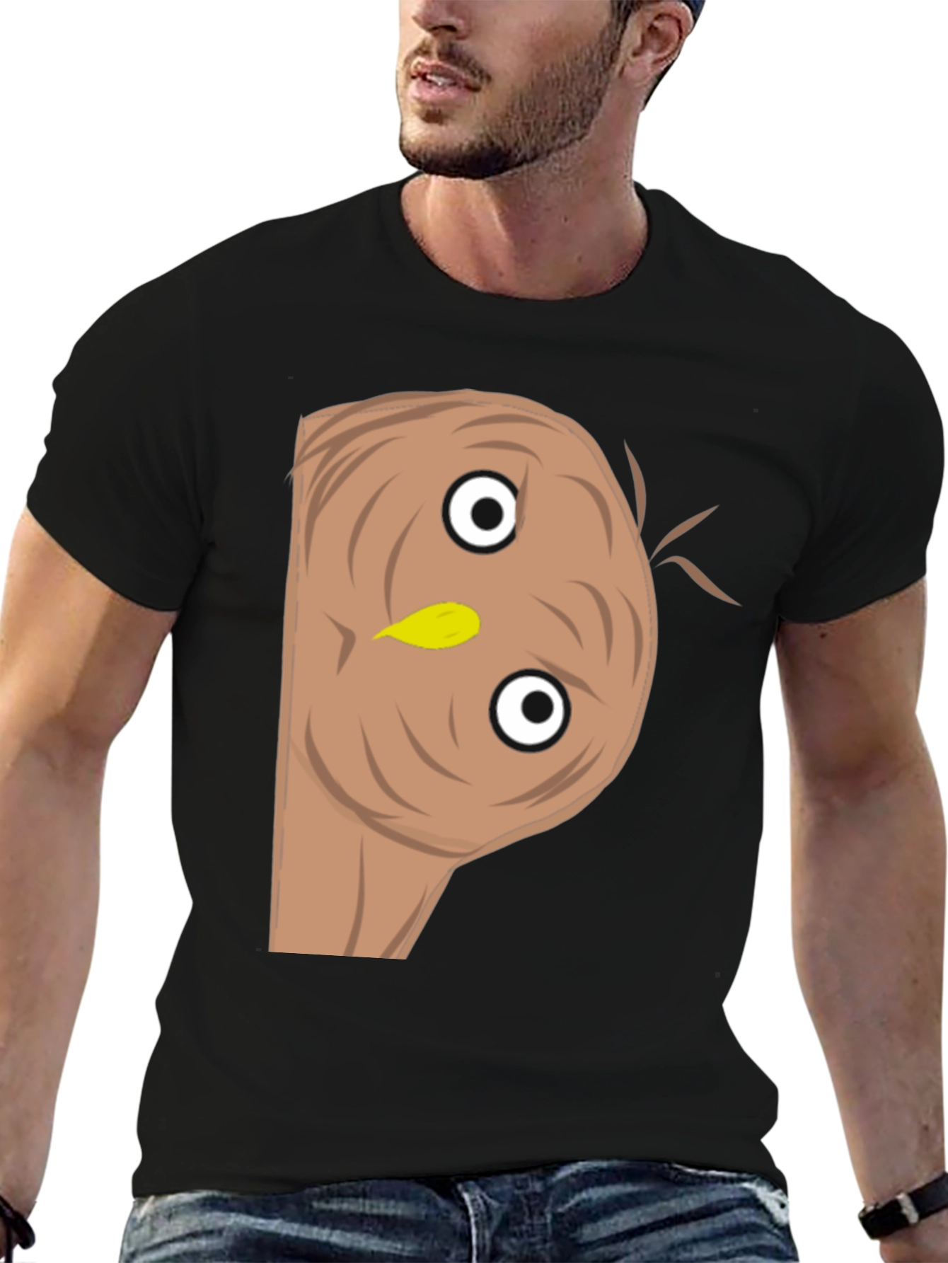 Black Funny Upside Down Owl Graphic Tee view 6