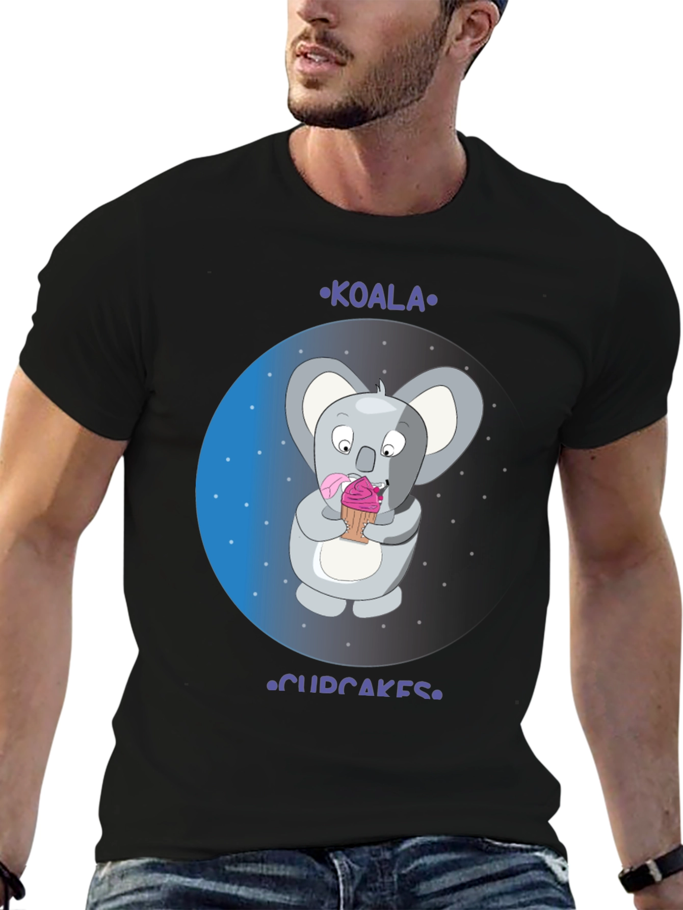Black Koala Cupcakes Black T-Shirt view 6