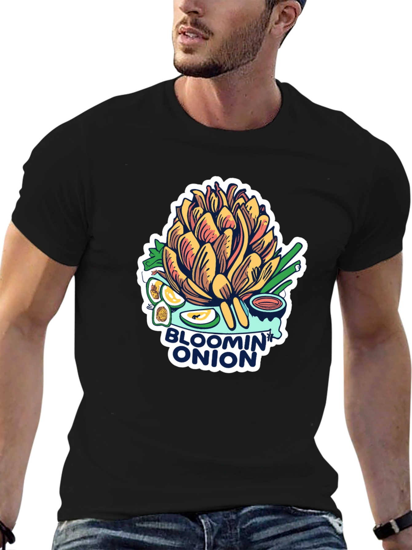 Black Bloomin' Onion Graphic Tee - Foodie T-Shirt view 6