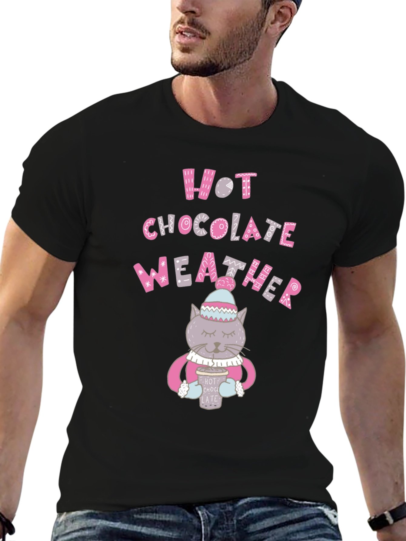 Black Hot Chocolate Weather Graphic T-Shirt view 6