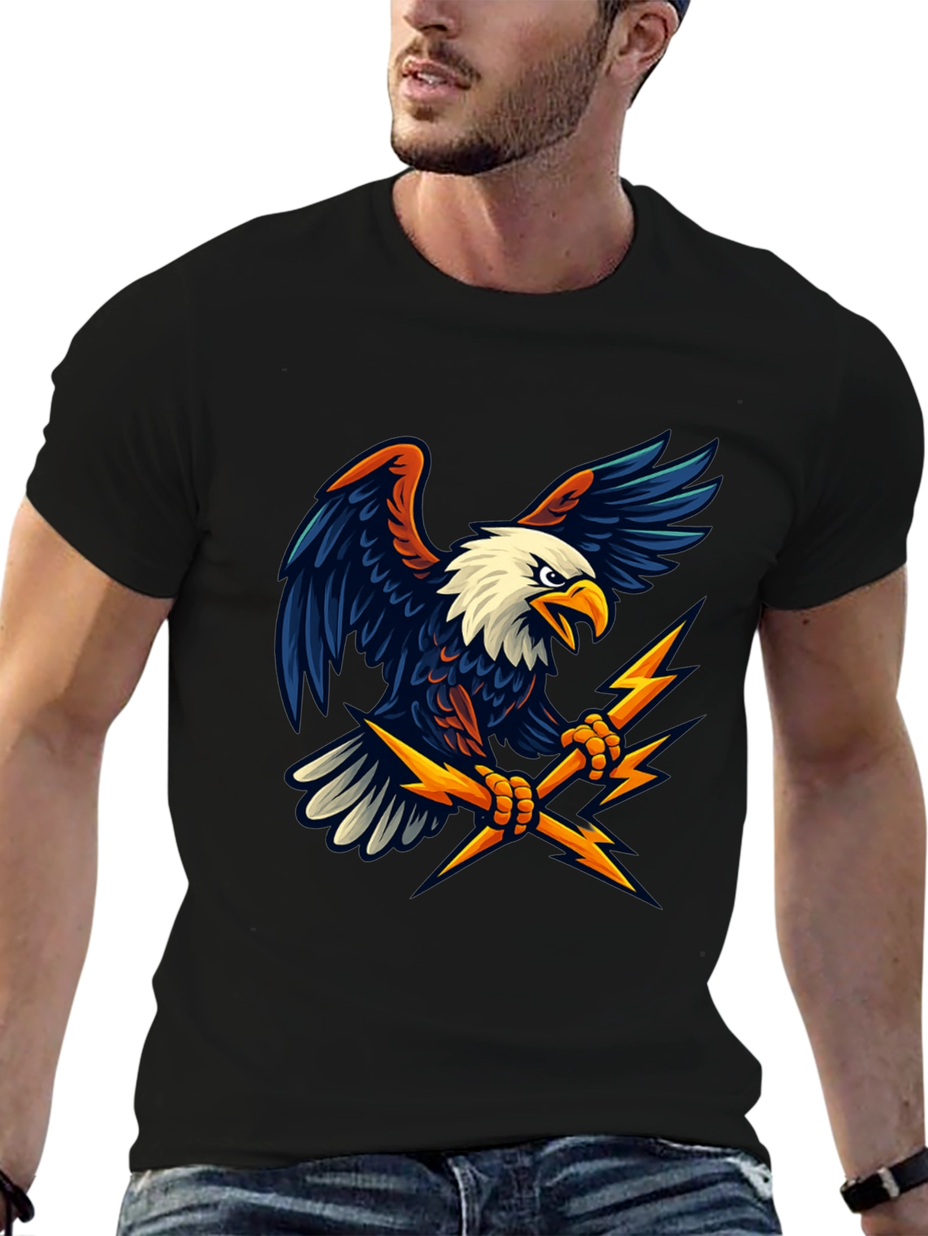 Black Eagle Lightning Bolt Graphic T-Shirt view 6