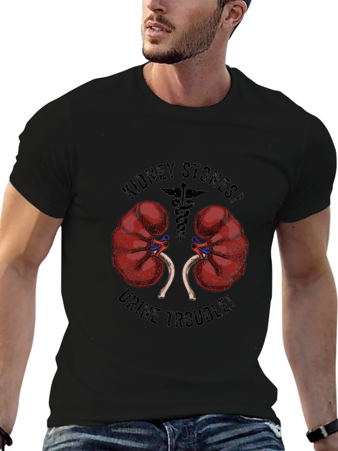 Black Kidney Stones? Urine Trouble! Funny Graphic Tee view 6