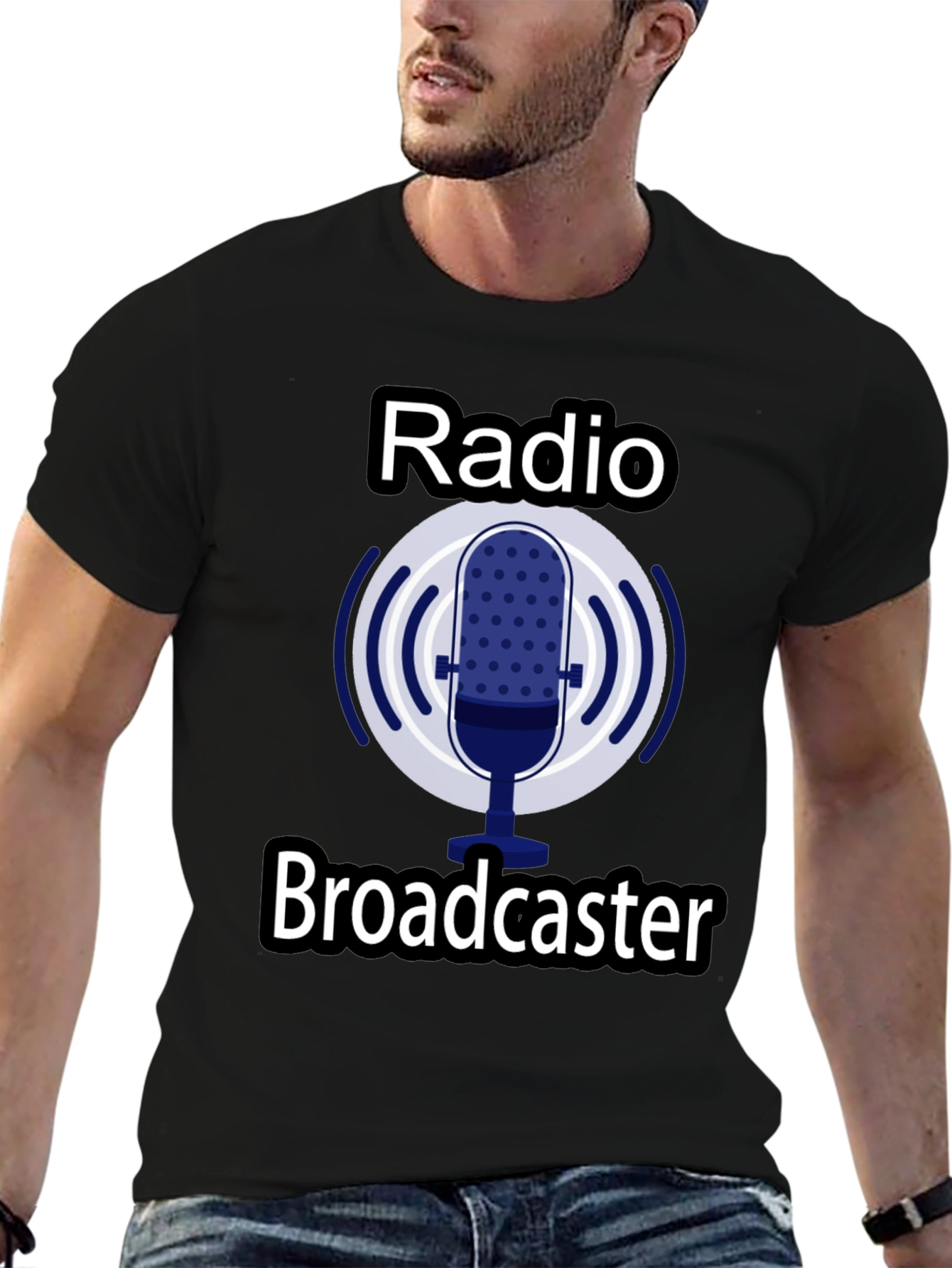 Black Radio Broadcaster Graphic T-Shirt - Black view 6
