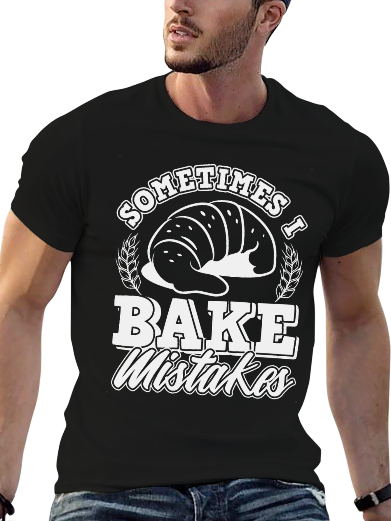 Black Funny Baker T-Shirt - Sometimes I Bake Mistakes view 6