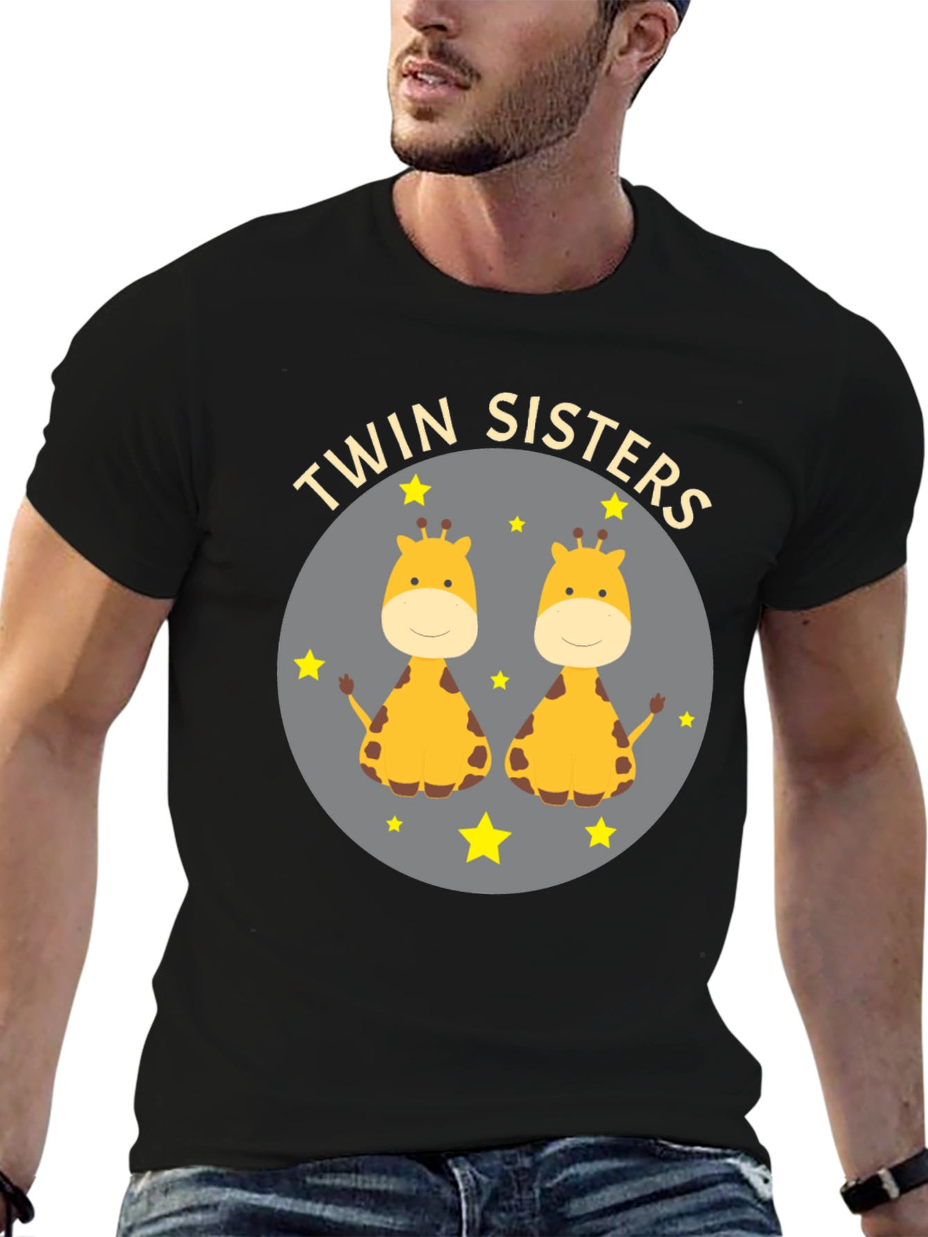 Black Twin Sisters Giraffe Graphic Tee view 6