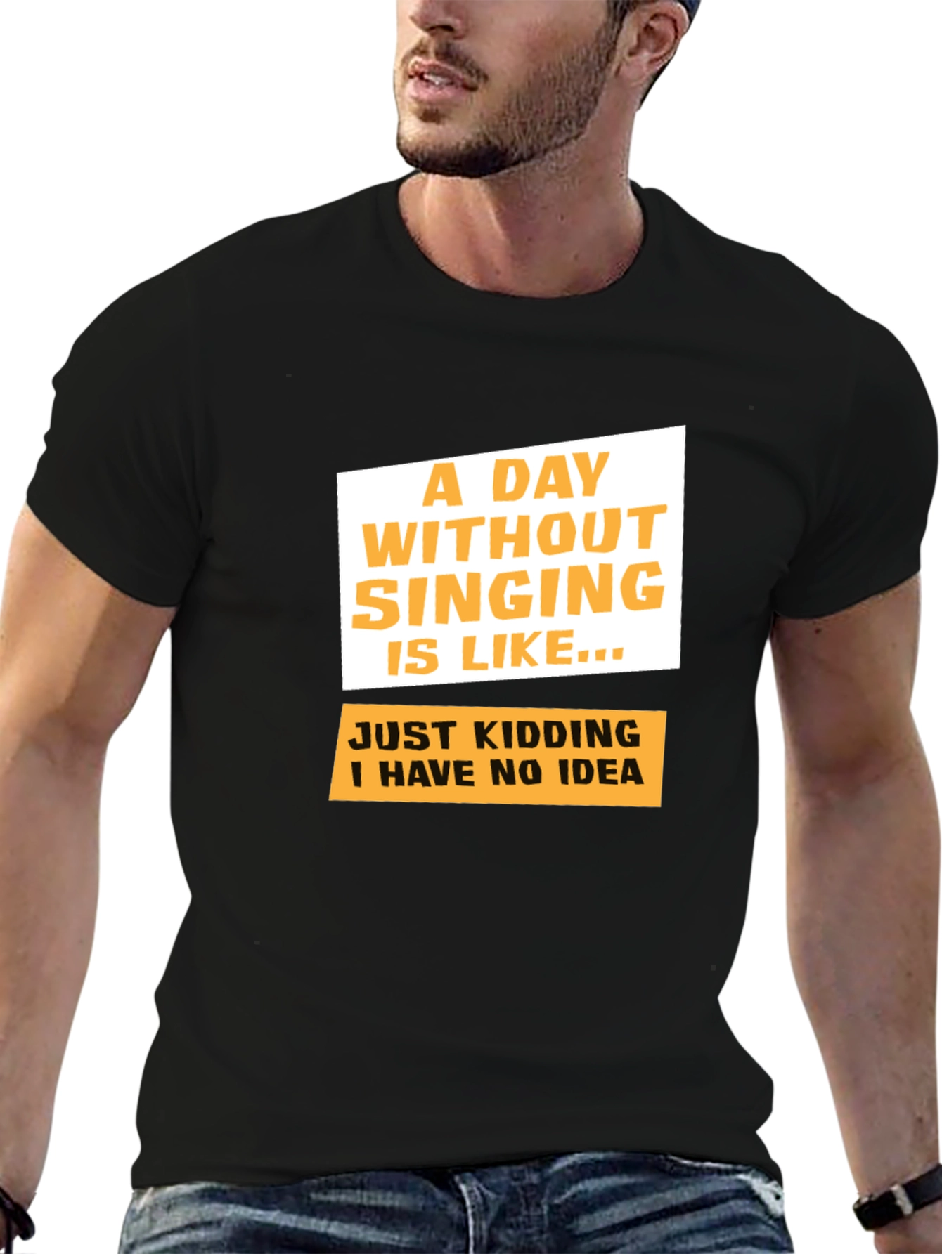 Black Singing Joke Graphic T-Shirt - Soft Cotton Blend view 6