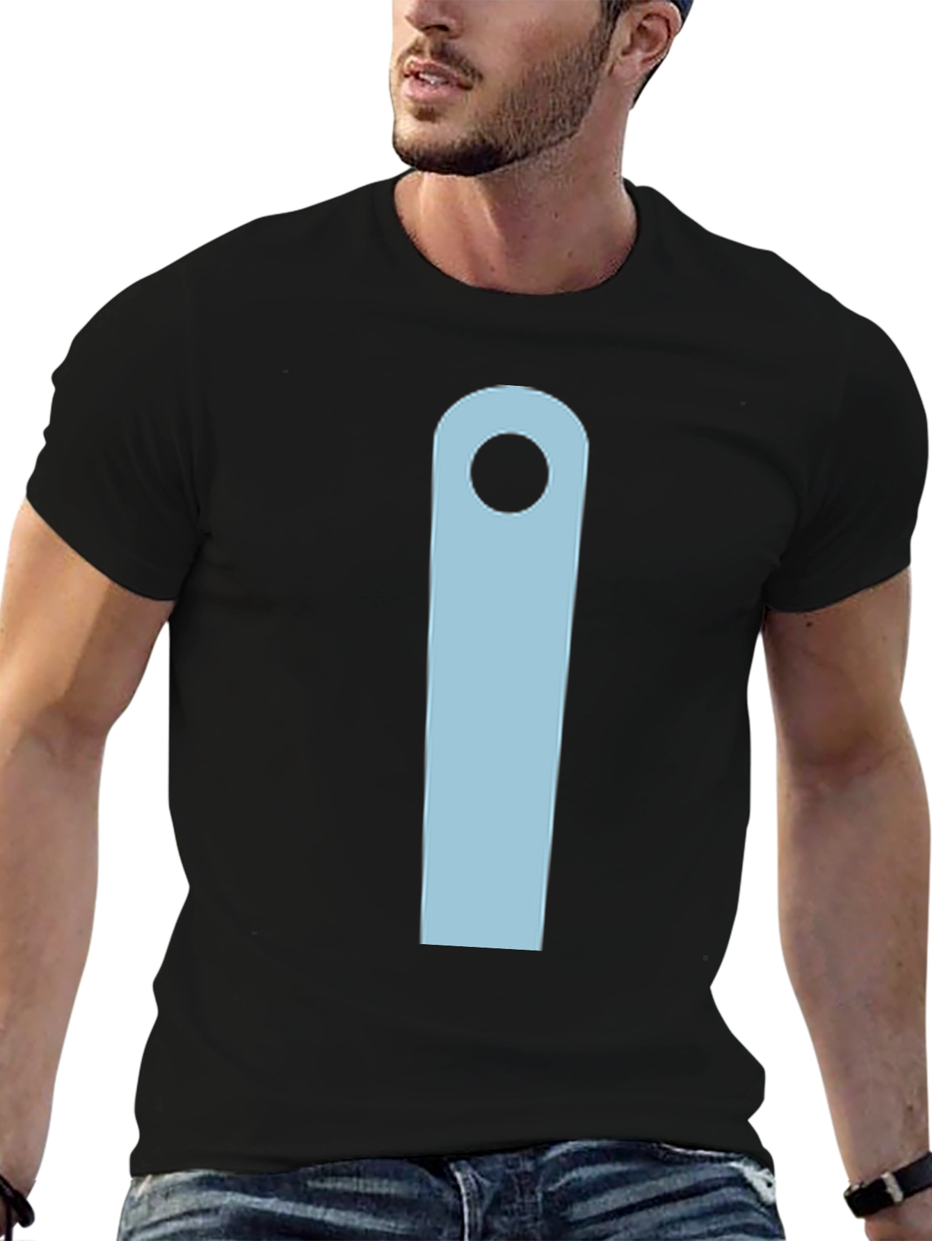 Black Minimalist Keyhole Graphic Tee - Black view 6