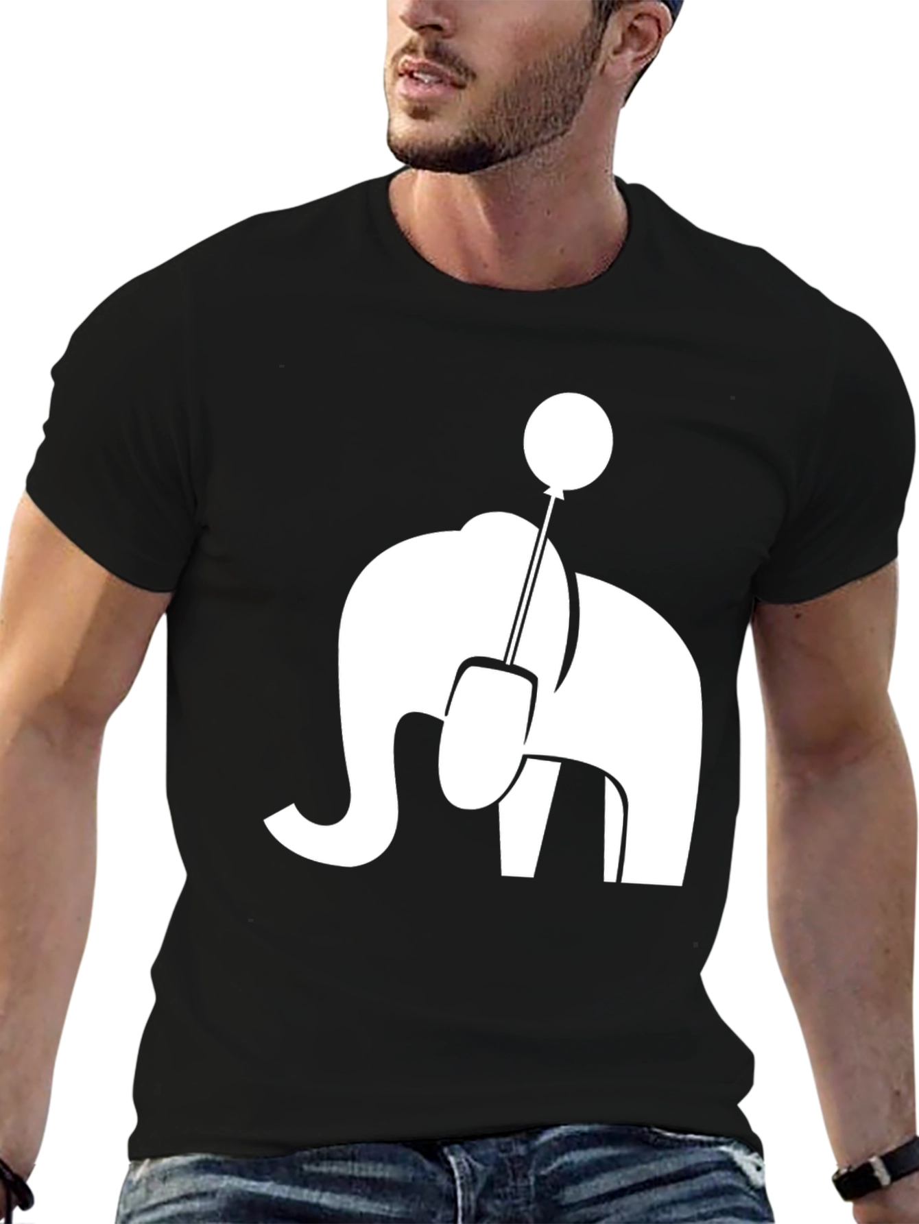 Black Elephant Balloon Graphic Tee - Unique Style view 6