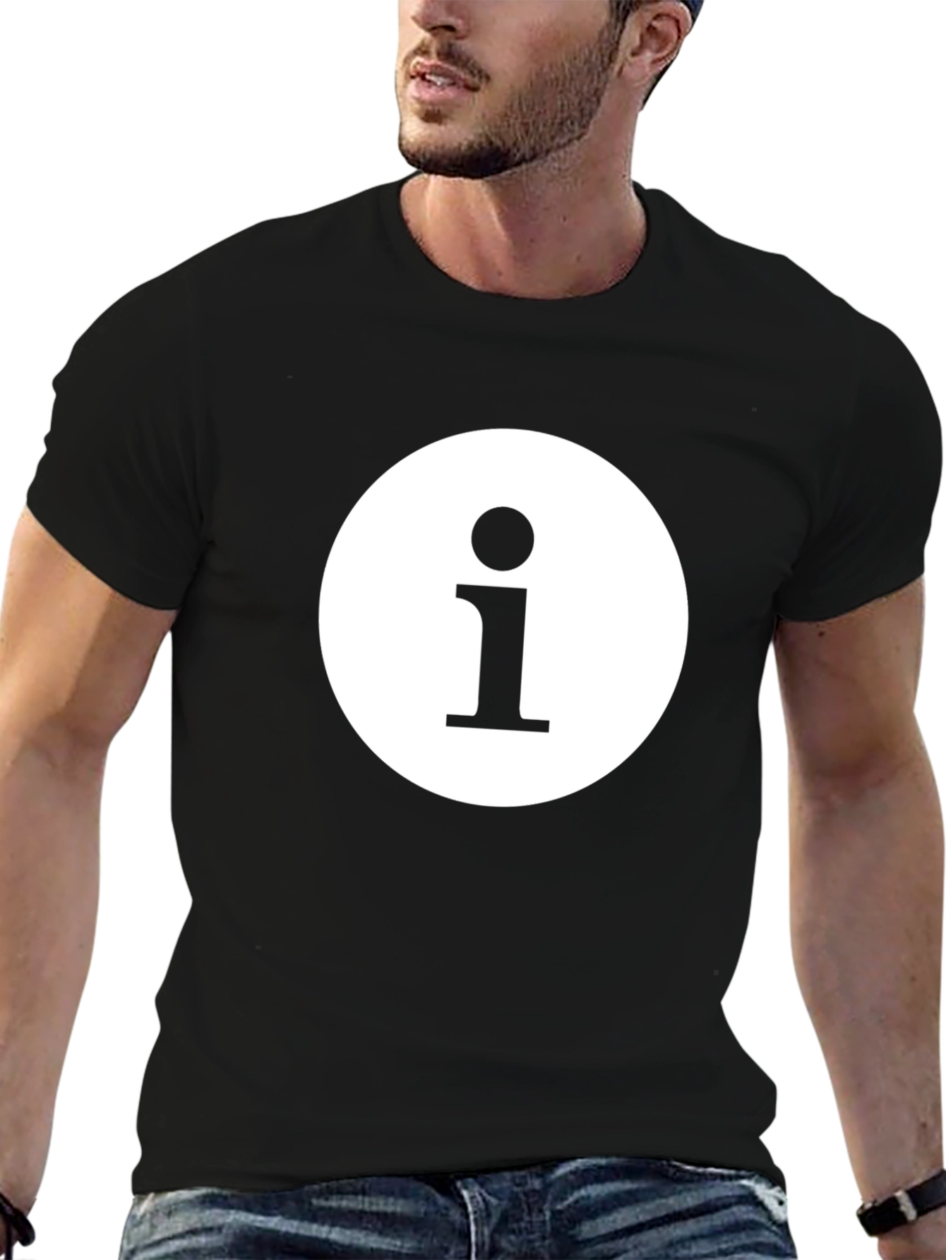 Black Info Icon Graphic Black T-Shirt view 6