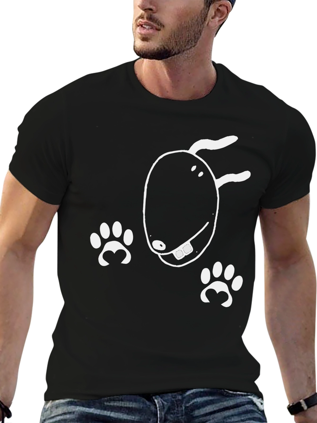 Black Dog Lover T-Shirt - Funny Cartoon Dog Design view 6