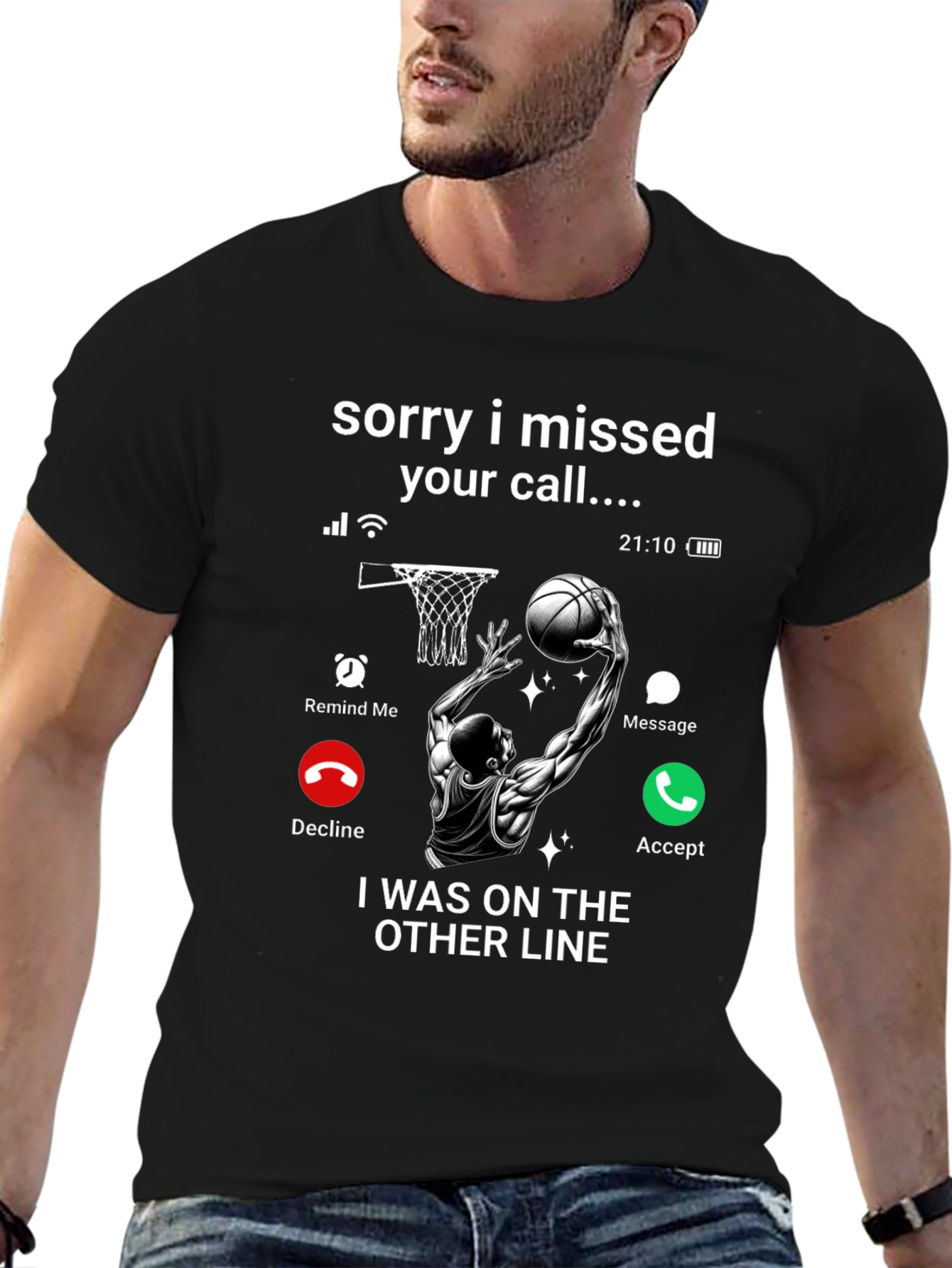 Black Sorry I Missed Your Call T-Shirt view 6
