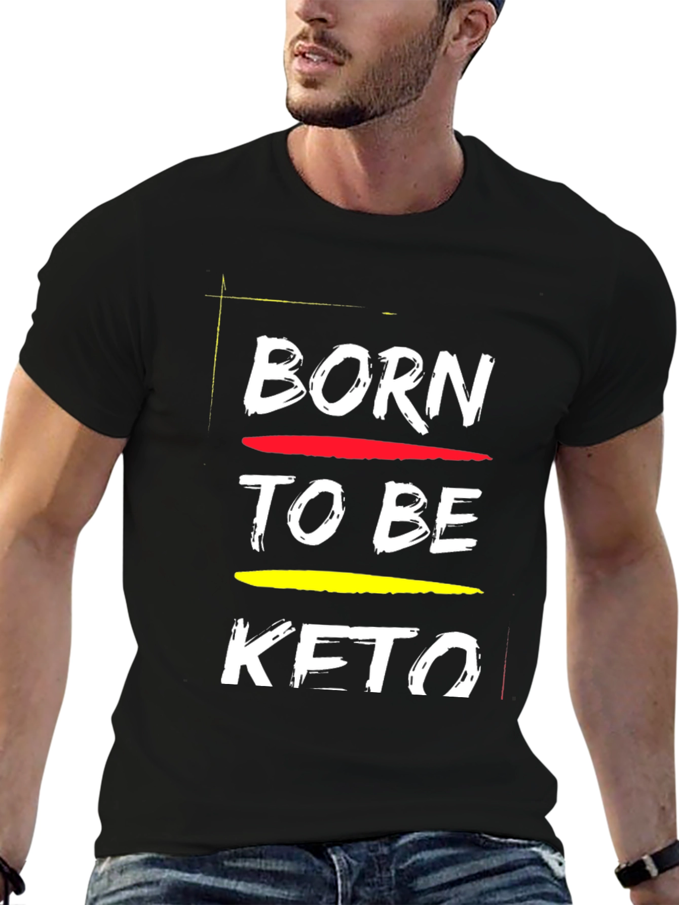 Black Born To Be Keto Black T-Shirt view 6