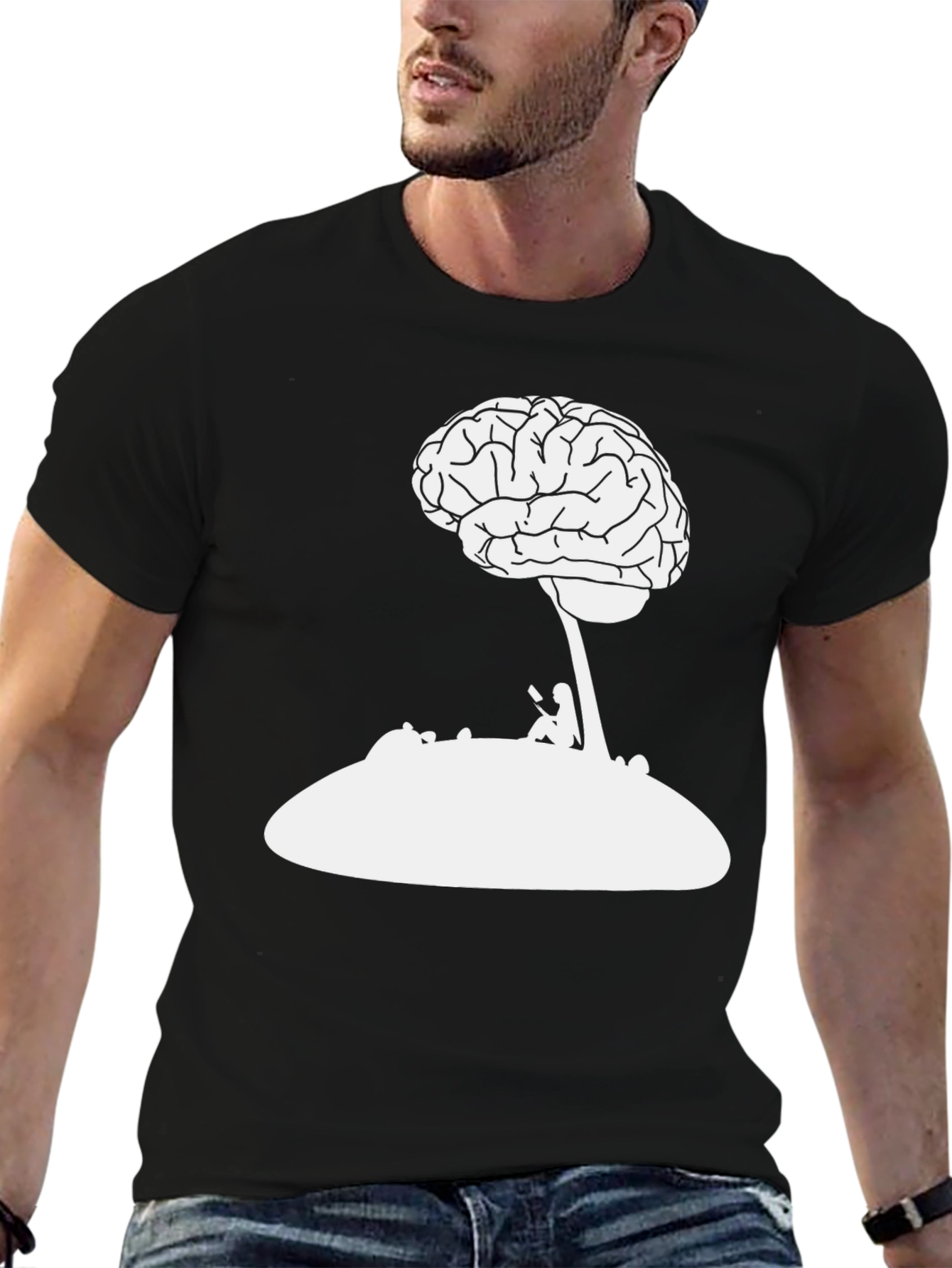 Black Brainy Black Tee - Thinker's Delight view 6