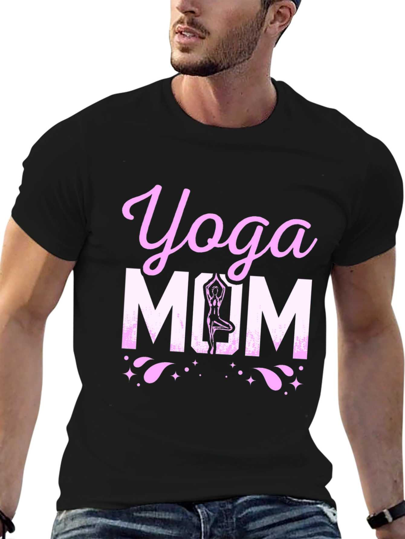 Black Yoga Mom Black Graphic T-Shirt view 6