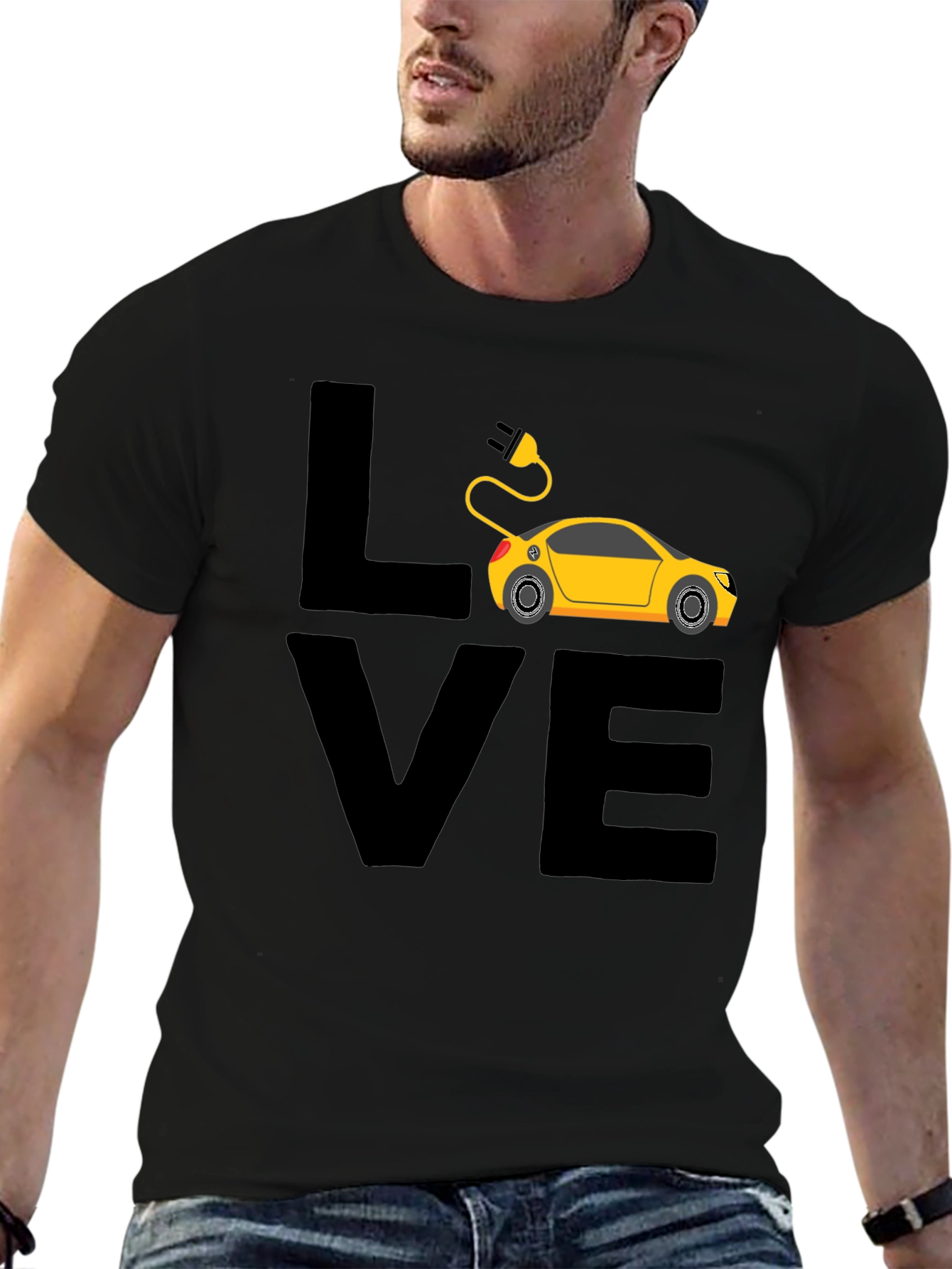 Black Electric Car Lover T-Shirt - Black view 6