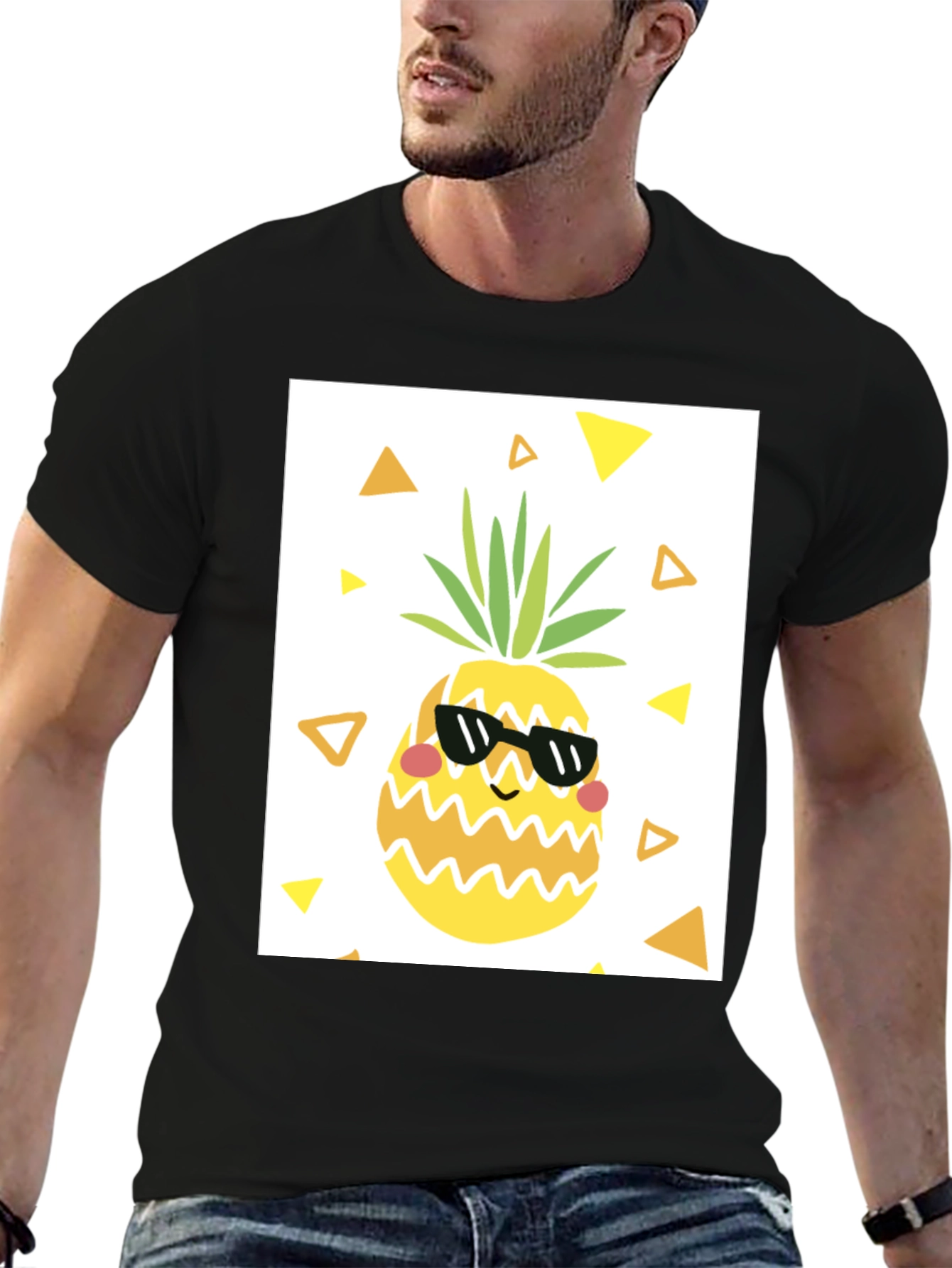 Black Cool Pineapple Graphic T-Shirt - Black Casual Tee view 6