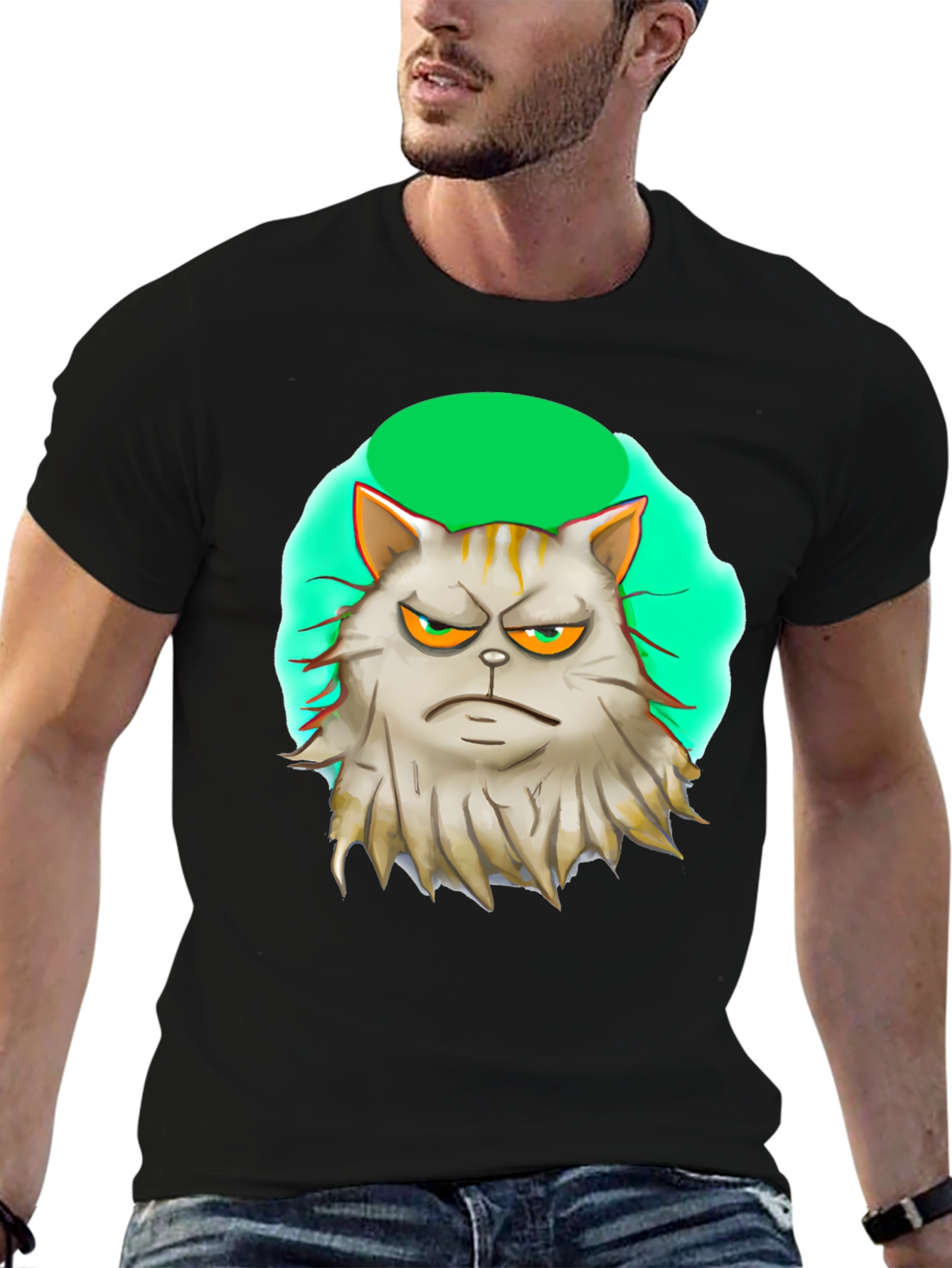 Black Grumpy Cat T-Shirt - Unique Graphic Tee view 6