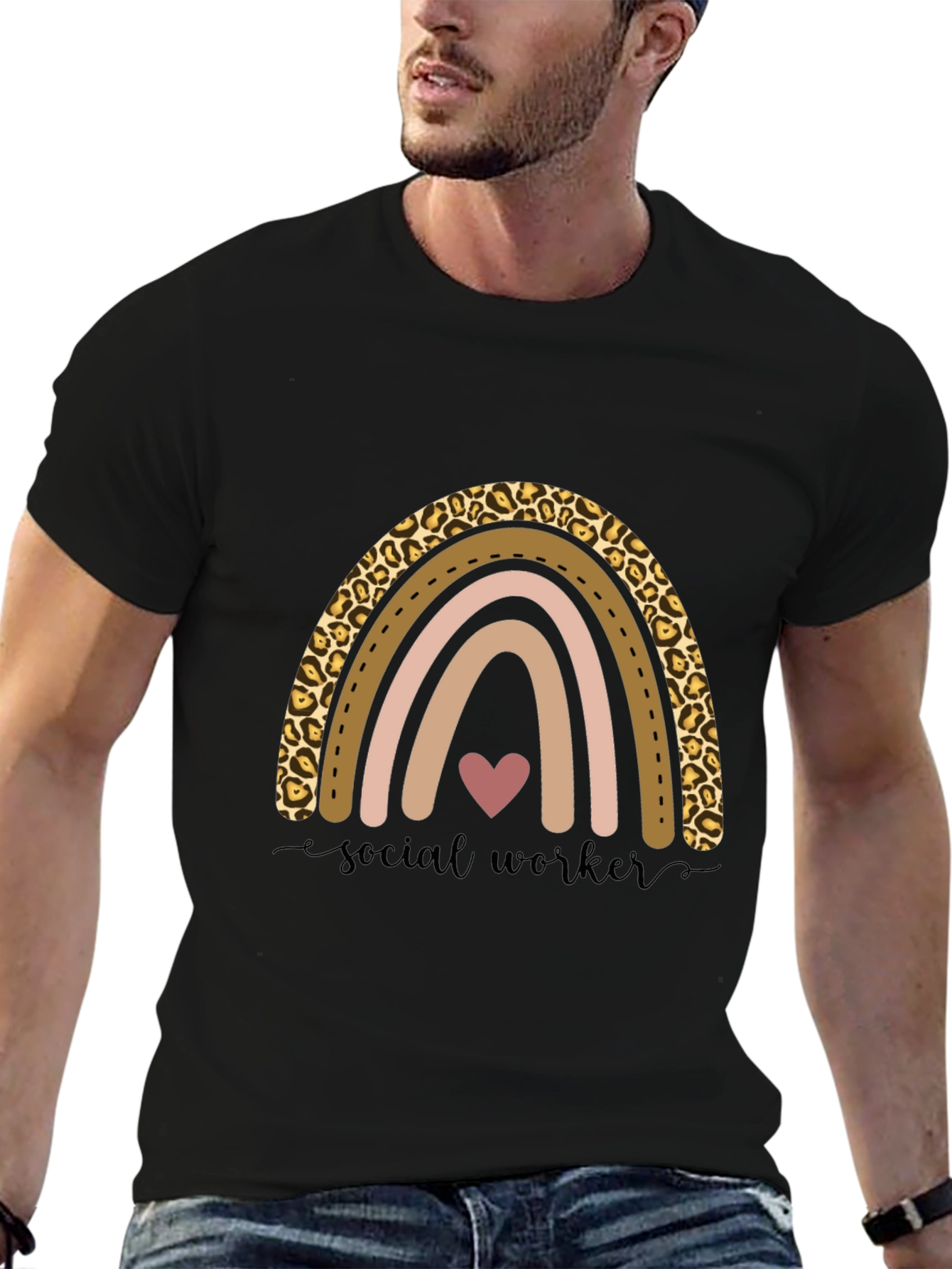 Black Social Worker Rainbow Graphic Tee view 6